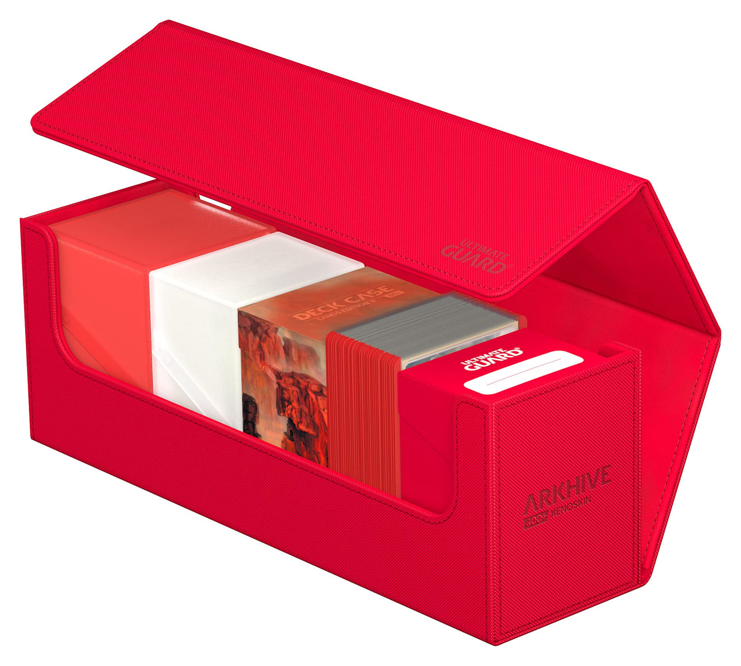 Ultimate Guard Arkhive 400+ Deck Case | 400 Double-Sleeved / 500 Single-Sleeved, Red, Magnetic Closure