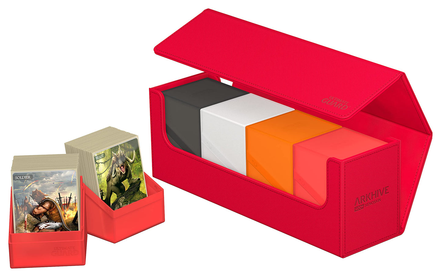 Ultimate Guard Arkhive 400+ Deck Case | 400 Double-Sleeved / 500 Single-Sleeved, Red, Magnetic Closure