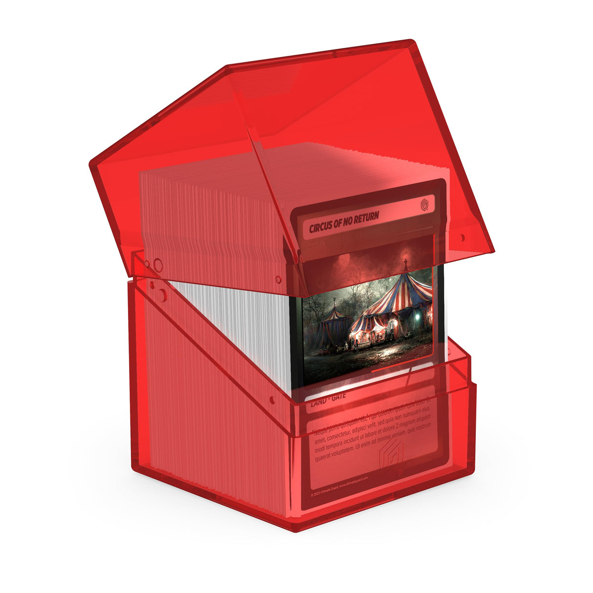 Ultimate Guard Boulder 100+ Clear Deck Case – Ruby, Secure Storage for 100 Double-Sleeved Cards