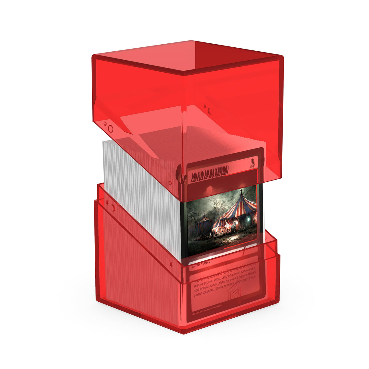 Ultimate Guard Boulder 100+ Clear Deck Case – Ruby, Secure Storage for 100 Double-Sleeved Cards