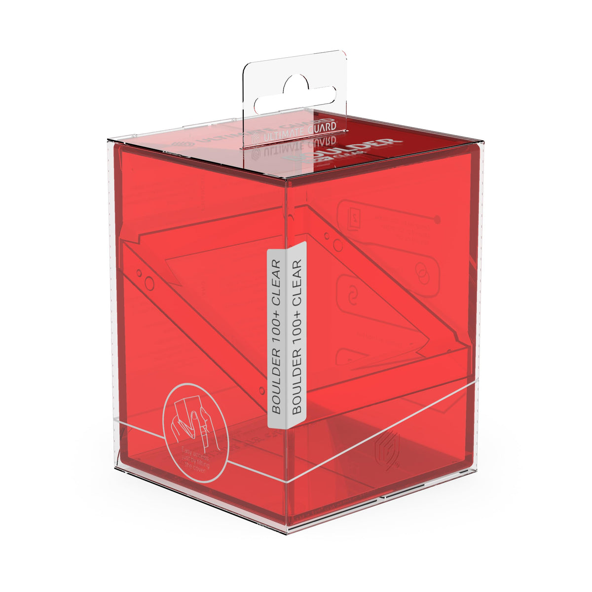 Ultimate Guard Boulder 100+ Clear Deck Case – Ruby, Secure Storage for 100 Double-Sleeved Cards