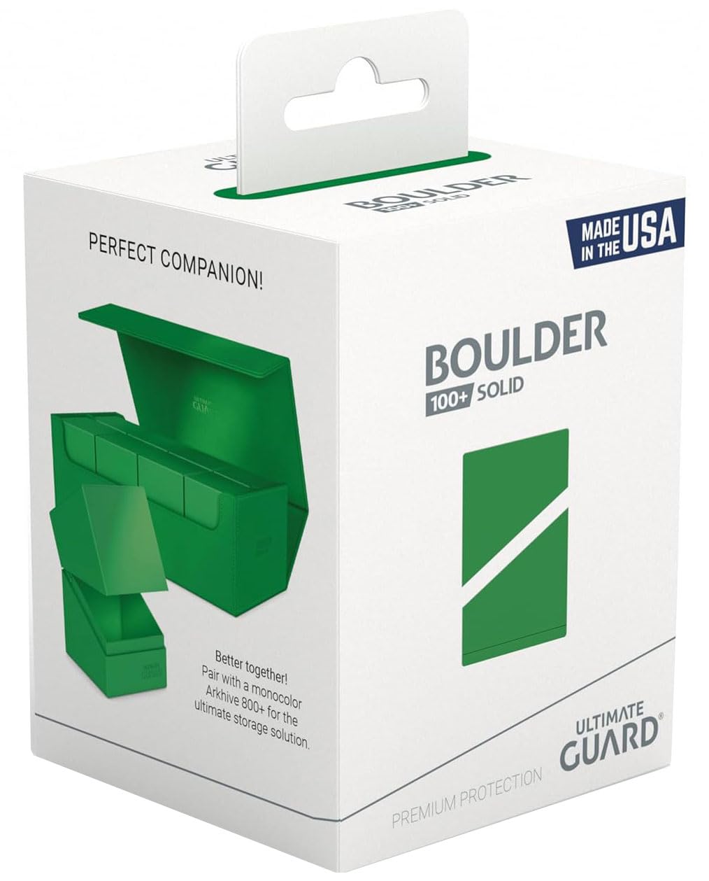 Ultimate Guard Boulder Solid 100+ Deck Case – 100 Double-Sleeved Cards (Green)