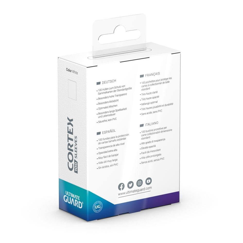 Ultimate Guard Cortex Outer Card Sleeves 66x91mm – 100 Standard Size, White Back, Glossy Finish, PVC-Free & Acid-Free