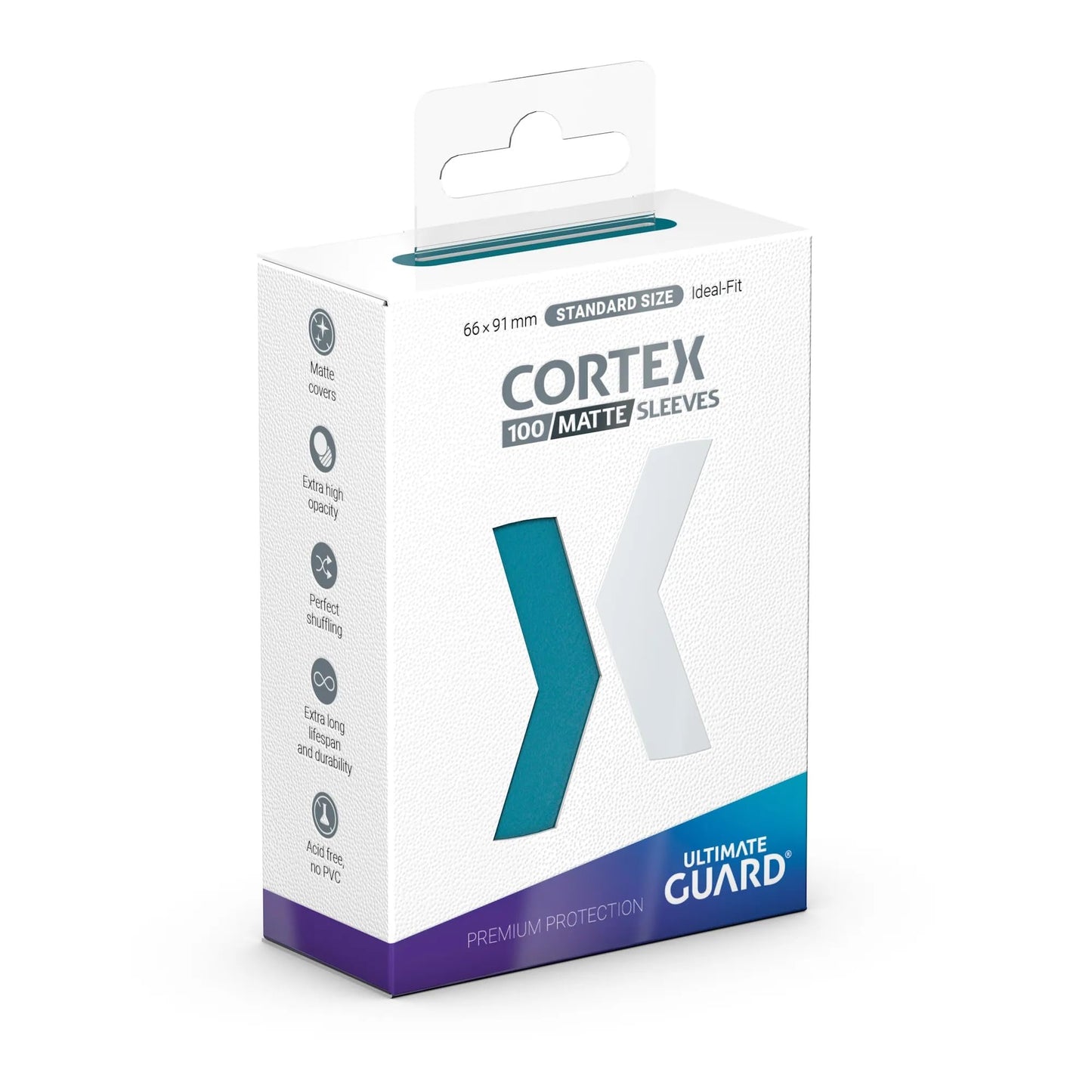 Ultimate Guard Cortex Outer Card Sleeves – 100 Standard 66 x 91mm, Petrol Back, Matte Finish, No PVC & Acid-Free