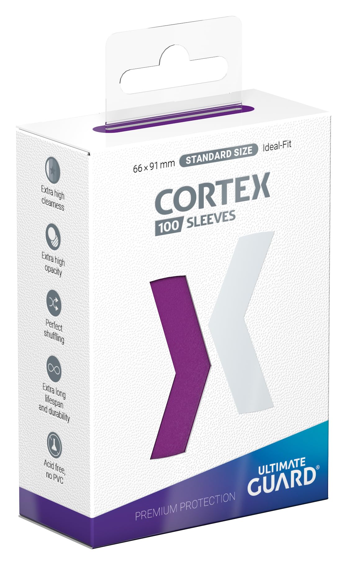 Ultimate Guard Cortex Outer Card Sleeves - 100 Standard Size 66 x 91mm, Purple Back, Glossy Finish, PVC-Free & Acid-Free, High Clarity