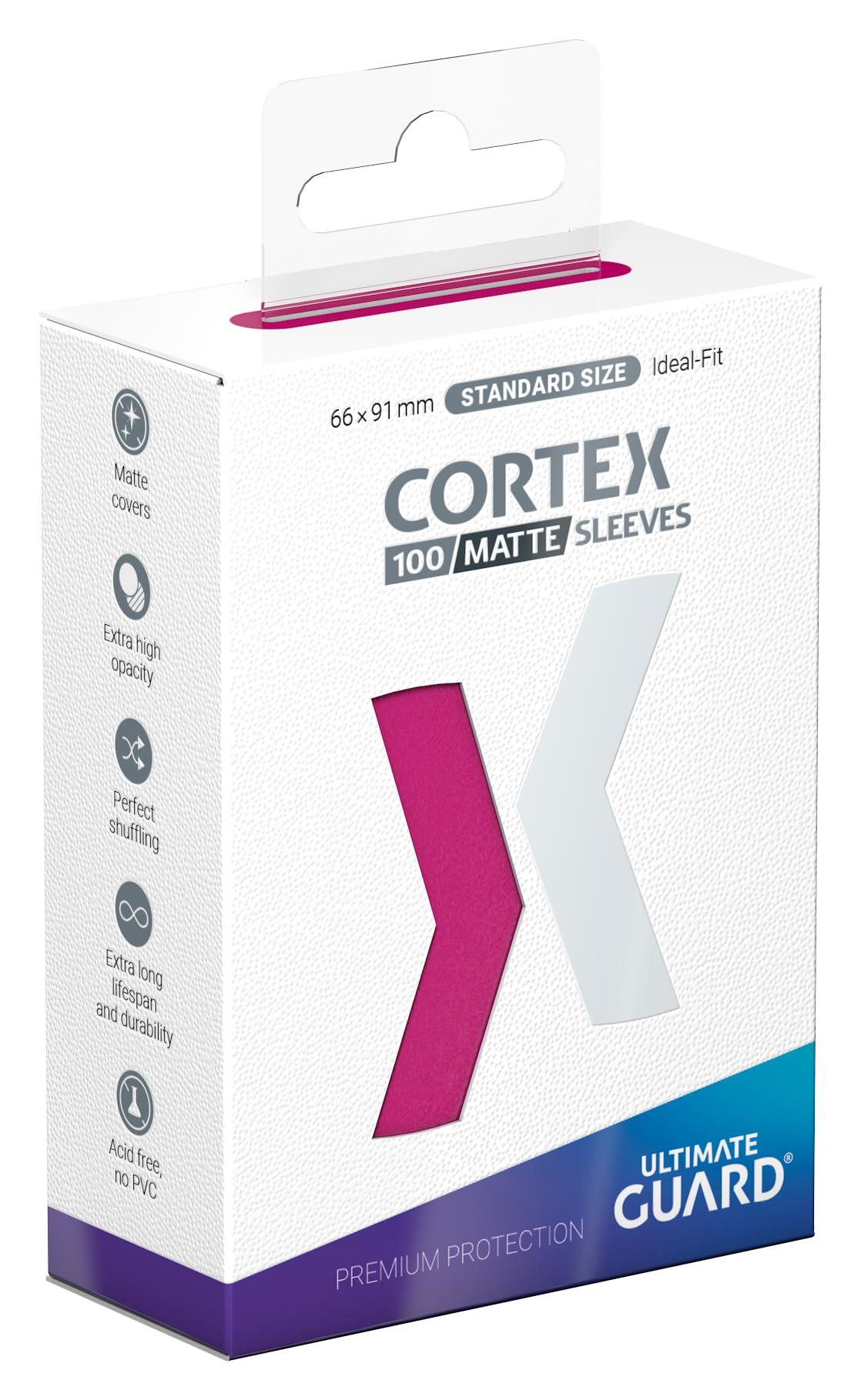 Ultimate Guard Cortex Outer Card Sleeves - 100 Standard Size 66x91mm, Pink Back, Matte Finish, No PVC & Acid-Free, High Clarity