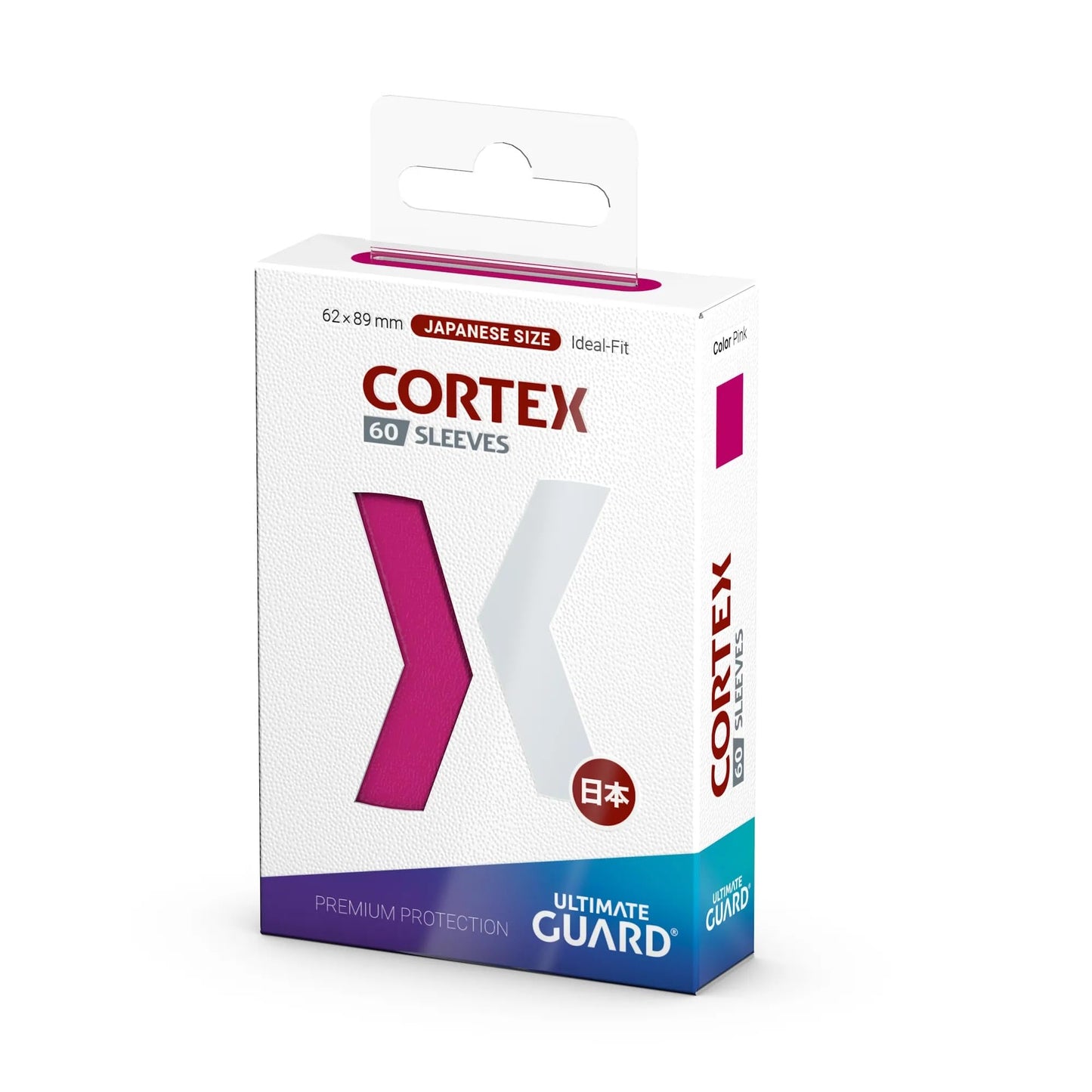 Ultimate Guard Cortex Outer Card Sleeves – 60 Japanese Size, Pink Back, Glossy Finish (62 x 89mm), No PVC