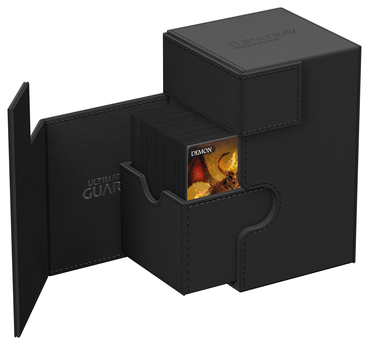 Ultimate Guard Flip'n'Tray 100+ Deck Case – 100 Double-Sleeved Cards + Dice Tray, Black