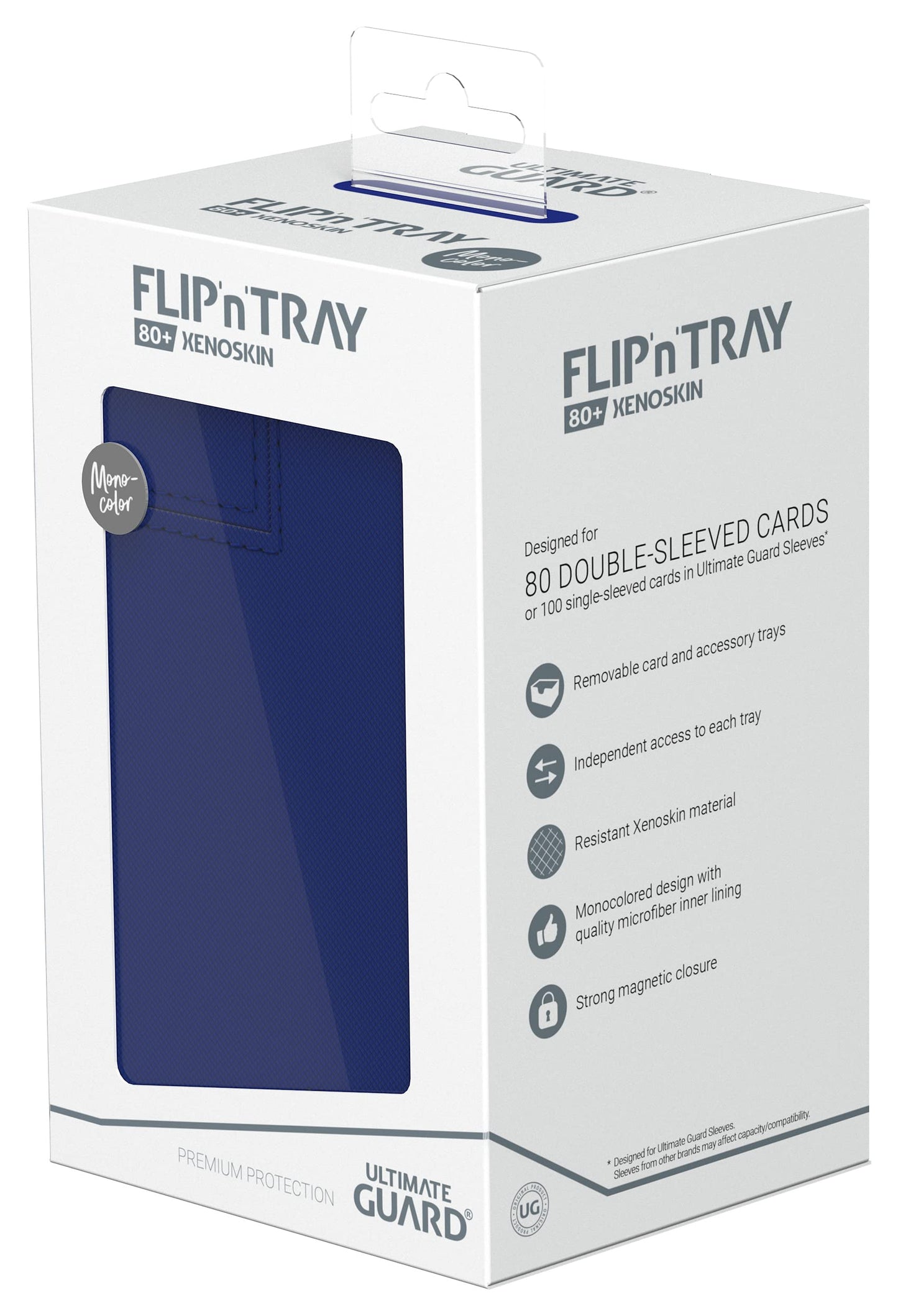 Ultimate Guard Flip'n'Tray 80+ Deck Case — Magnetic Closure, Microfiber Lining, Blue