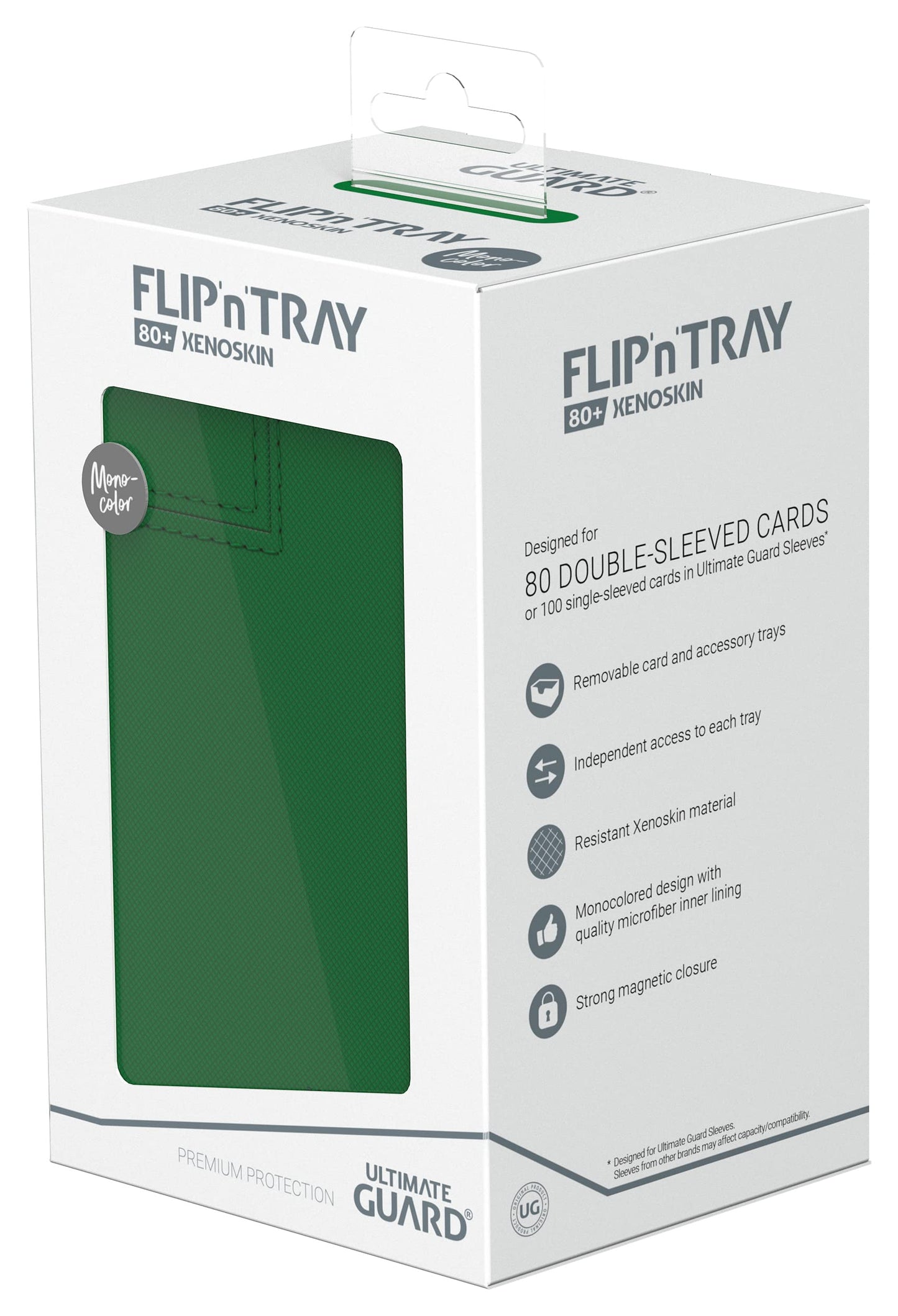 Ultimate Guard Flip'n'Tray 80+ Deck Case – Green, Independent Trays, Magnetic Closure, Microfiber Lining