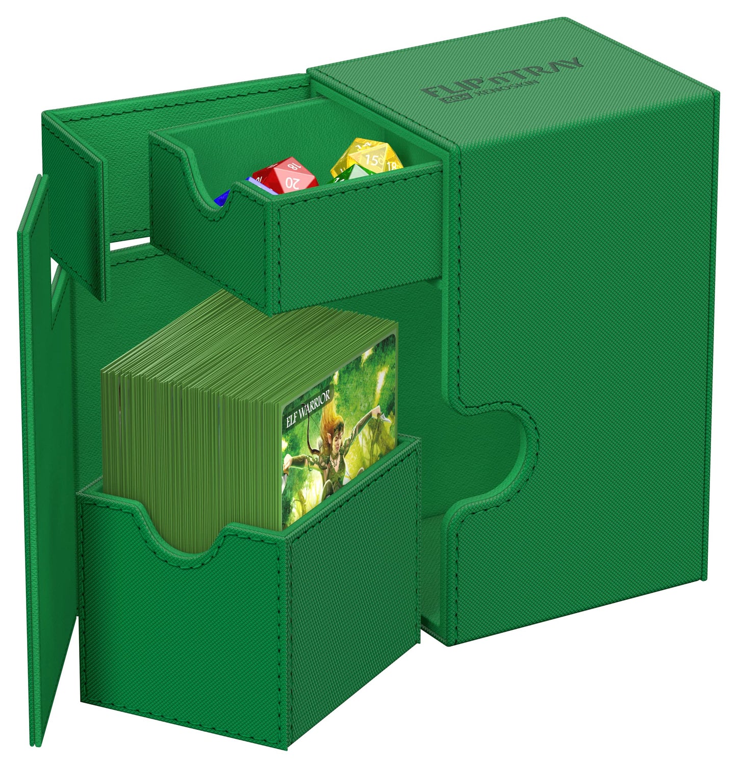 Ultimate Guard Flip'n'Tray 80+ Deck Case – Green, Independent Trays, Magnetic Closure, Microfiber Lining
