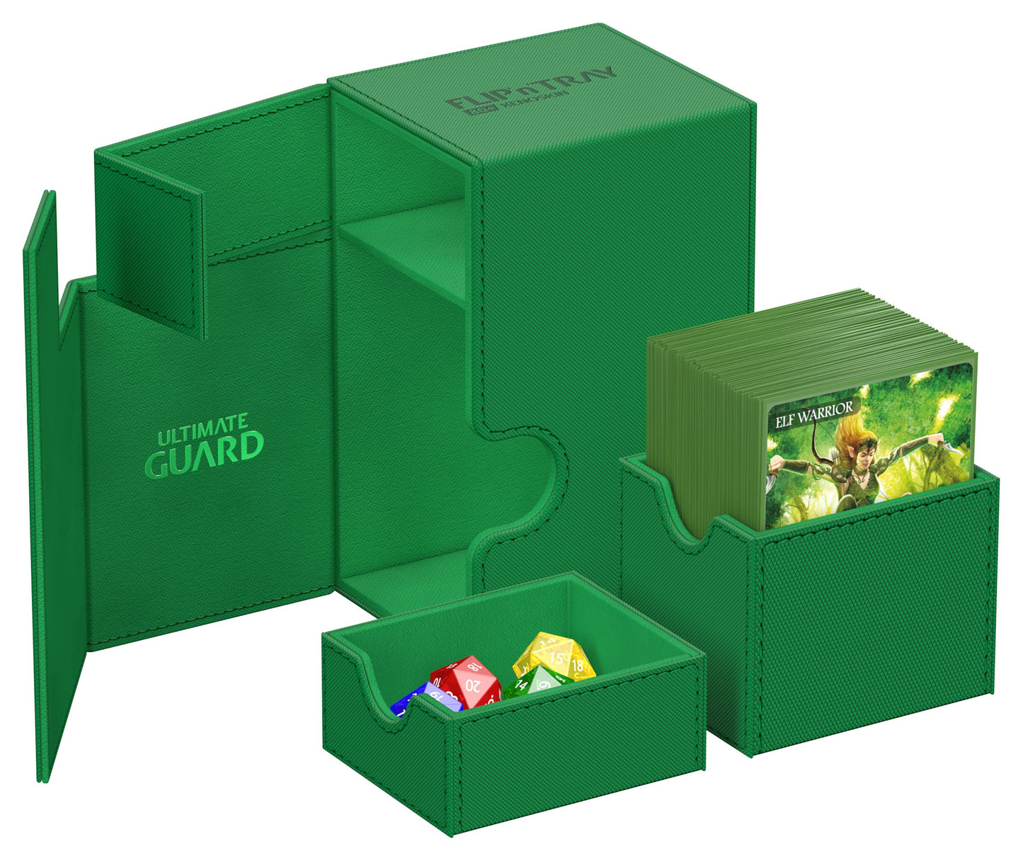 Ultimate Guard Flip'n'Tray 80+ Deck Case – Green, Independent Trays, Magnetic Closure, Microfiber Lining