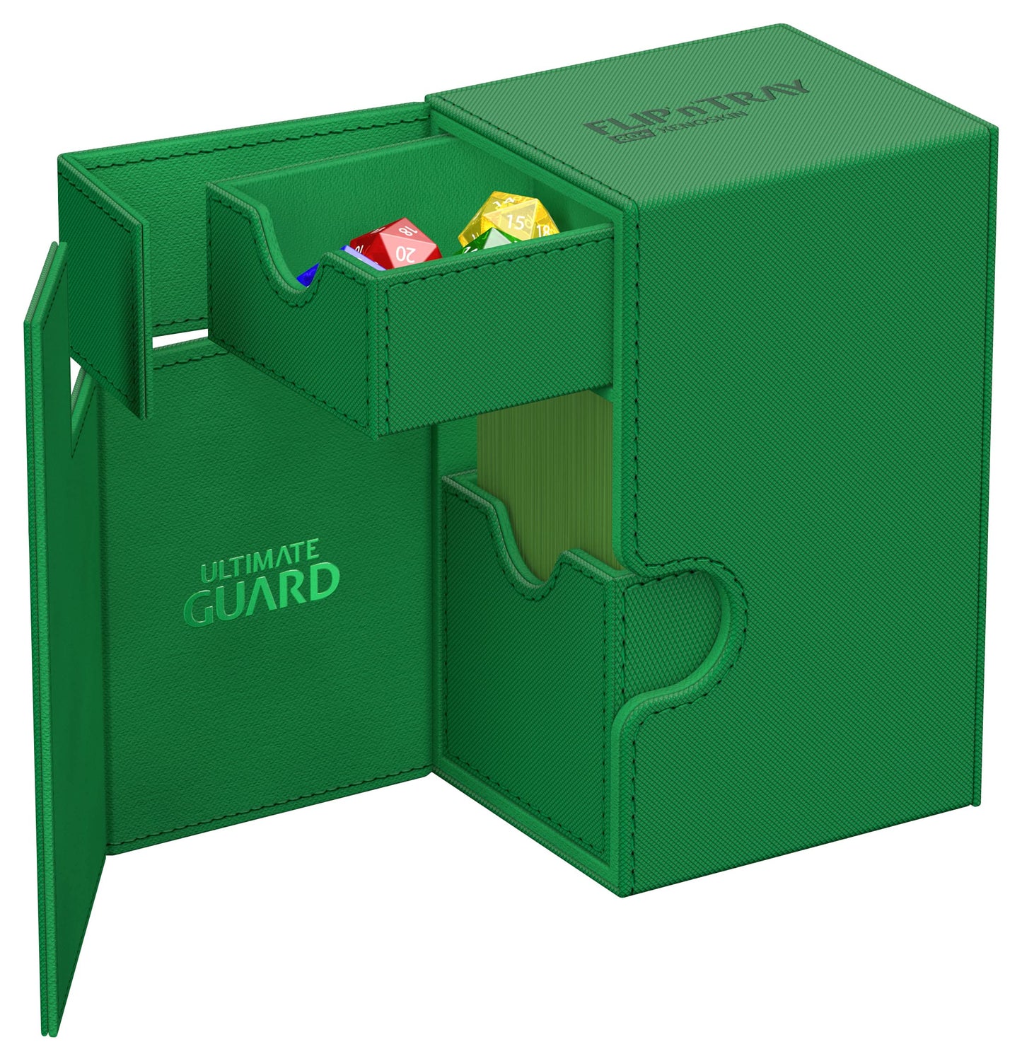 Ultimate Guard Flip'n'Tray 80+ Deck Case – Green, Independent Trays, Magnetic Closure, Microfiber Lining
