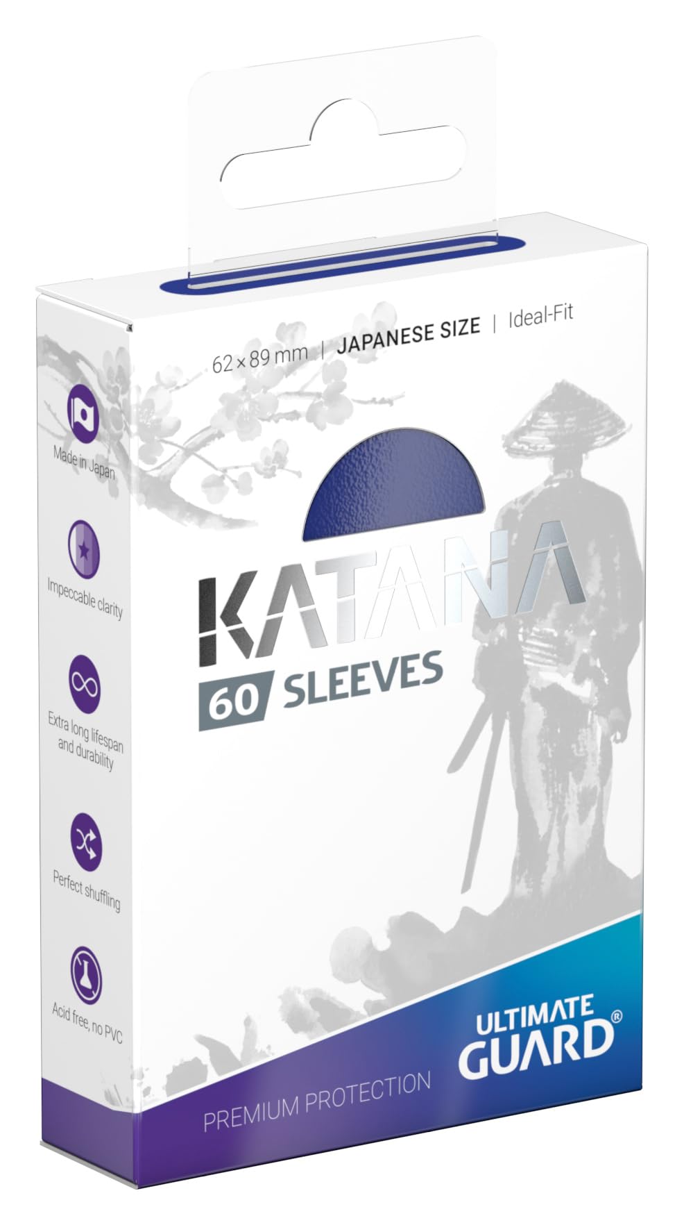 Ultimate Guard Katana Card Sleeves – 60 Japanese Size, 62 x 89mm, Blue Back, No PVC, Acid-Free