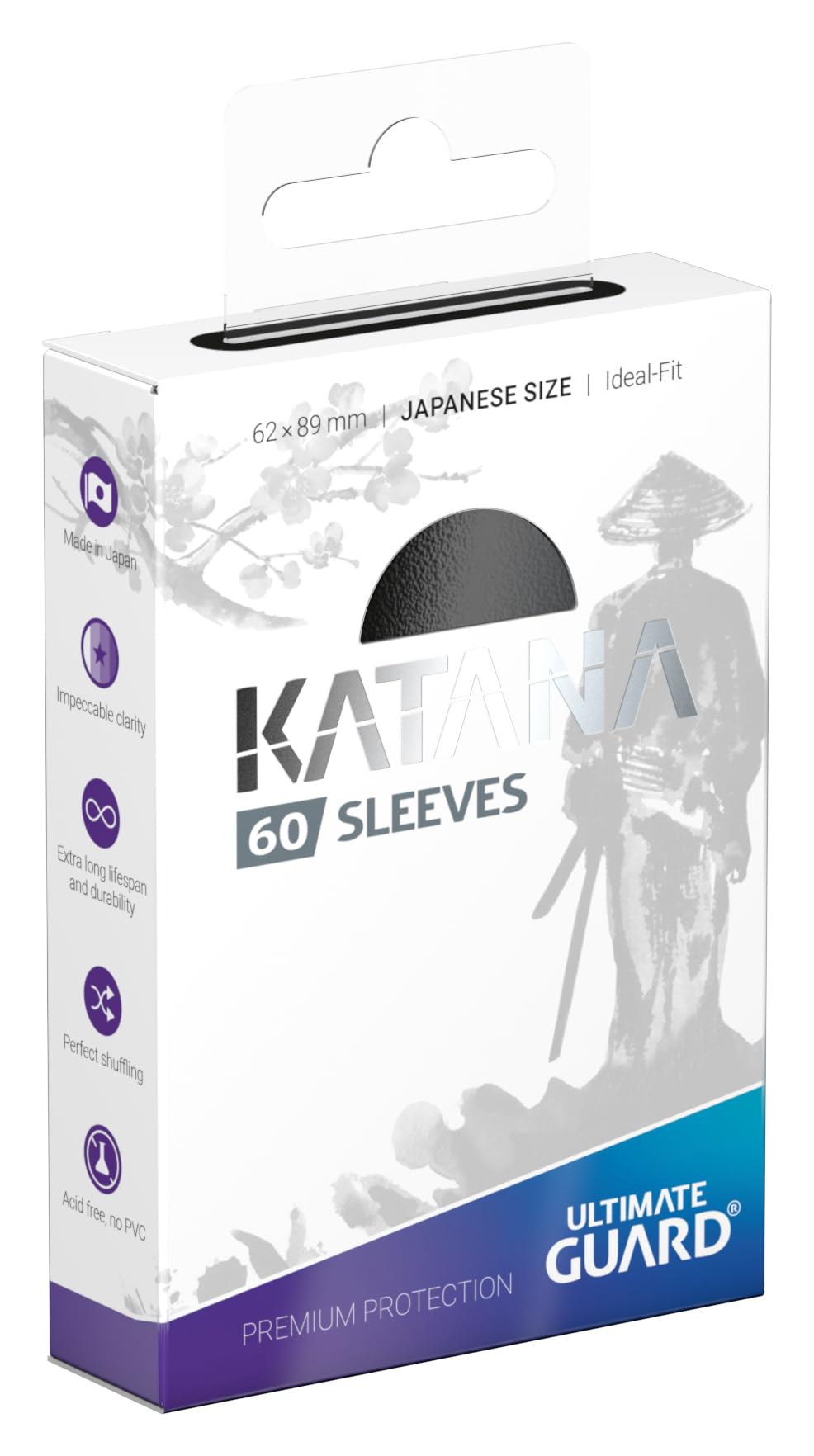 Ultimate Guard Katana Card Sleeves – 60 Japanese Size, 62 x 89mm, Black Back, No PVC, Acid-Free, High Clarity