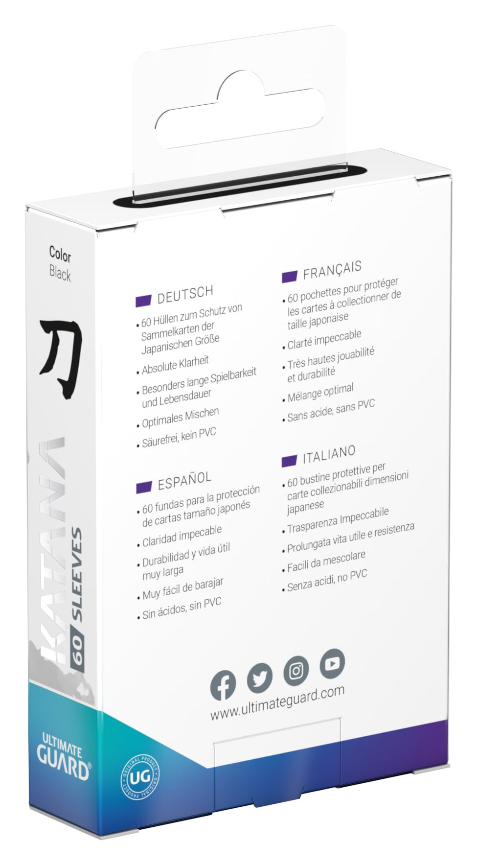 Ultimate Guard Katana Card Sleeves – 60 Japanese Size, 62 x 89mm, Black Back, No PVC, Acid-Free, High Clarity