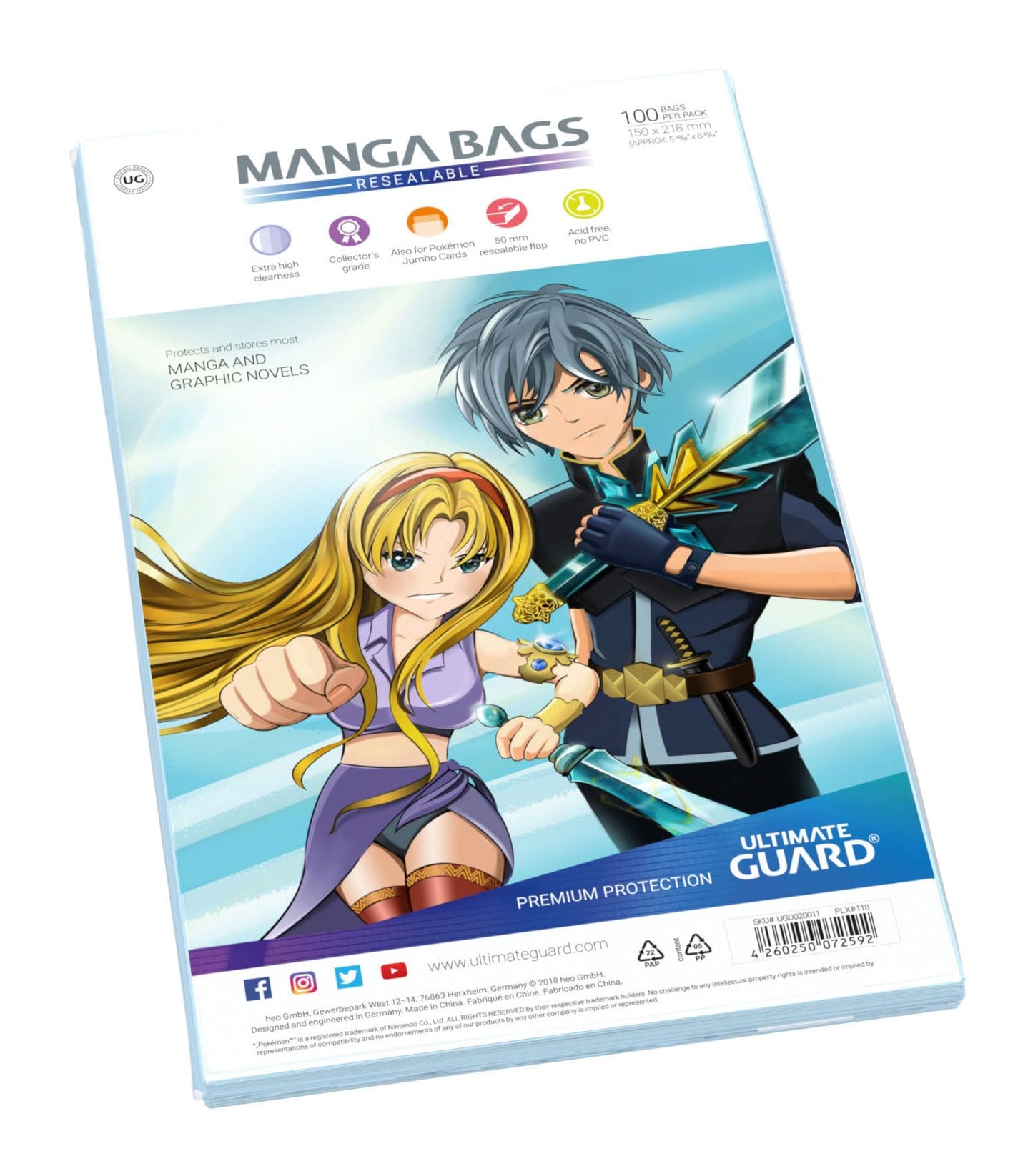 Ultimate Guard Resealable Manga Bags – Archival Safe PVC-Free 150 x 218 mm (100 Bags)