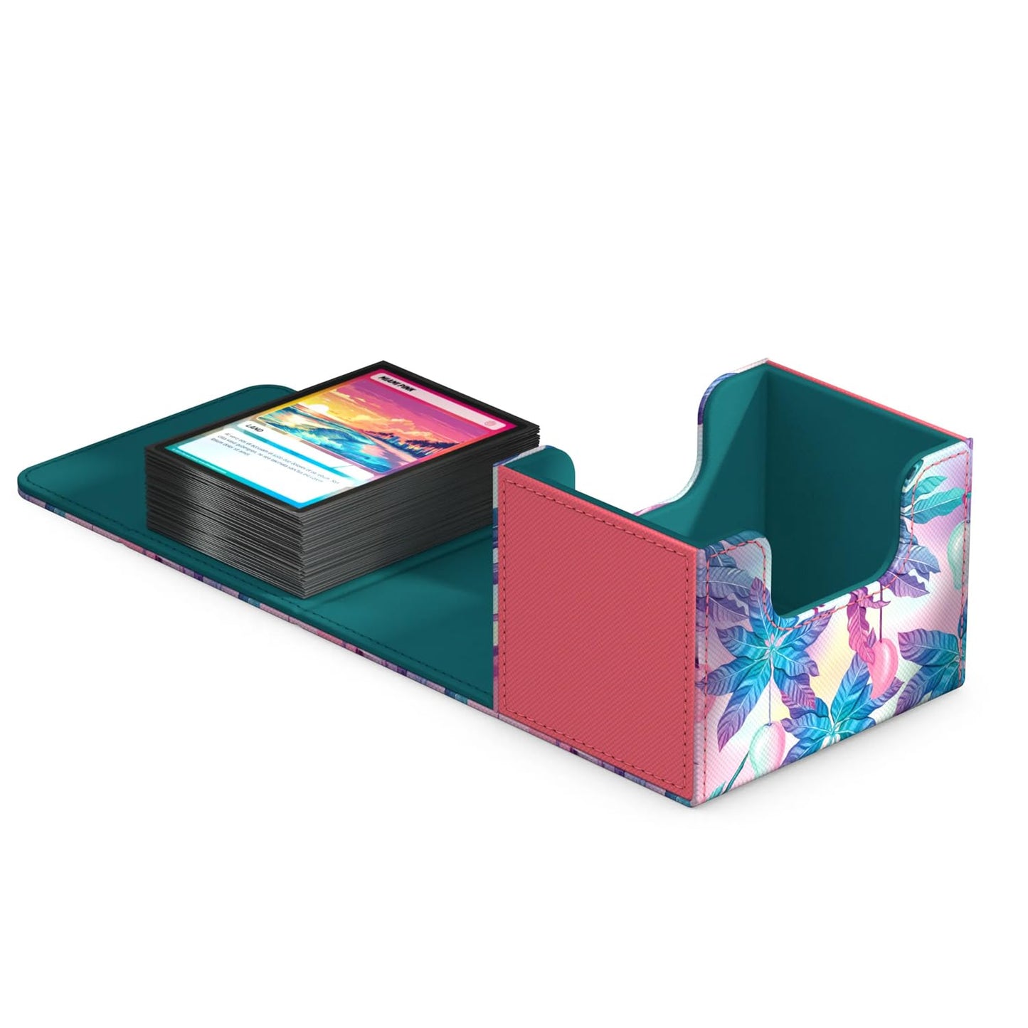 Ultimate Guard Sidewinder 100+ Floral Places II Deck Box – Miami Pink, Magnetic Closure & Microfiber Interior