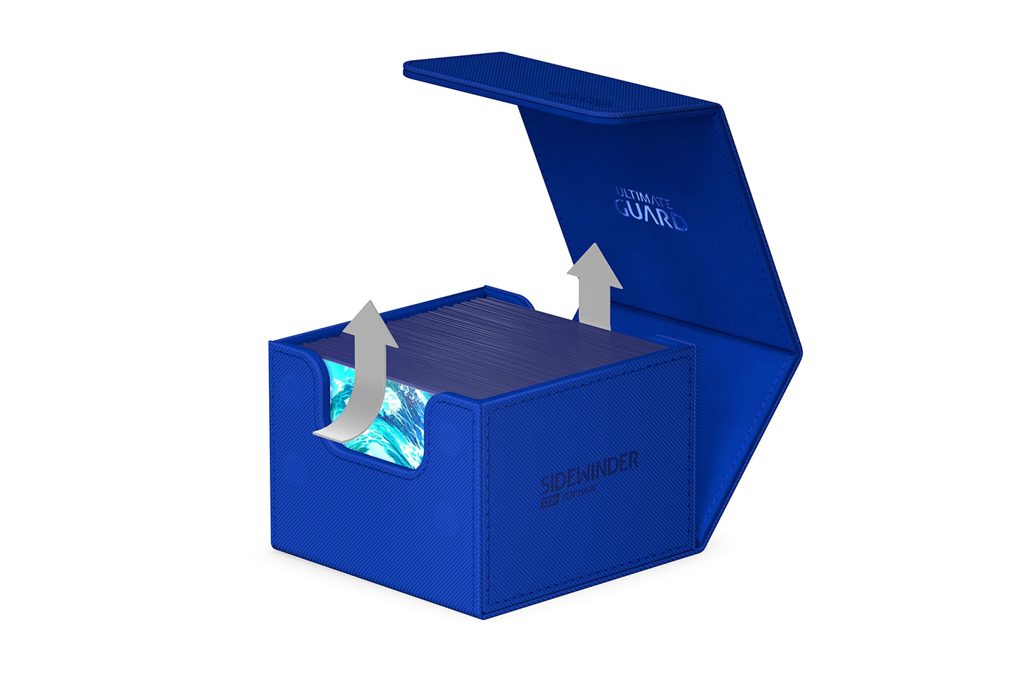 Ultimate Guard Sidewinder 133+ Deck Box – Magnetic Closure, 133+ Double-Sleeved Card Storage, Blue