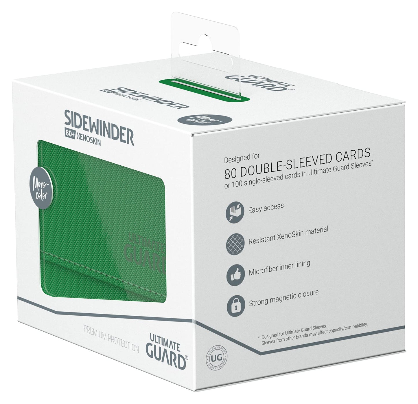 Ultimate Guard Sidewinder 80+ Deck Box – 80 Double-Sleeved Cards, Green