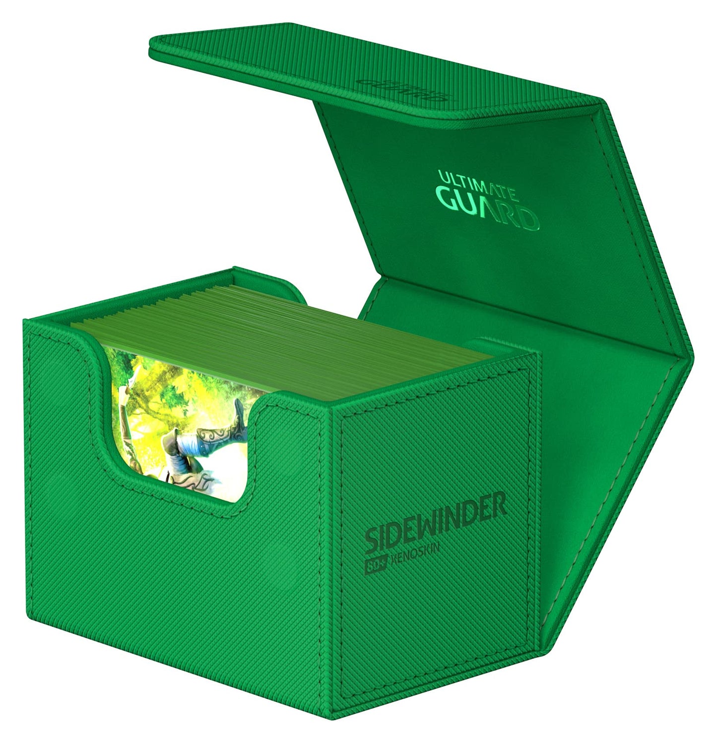 Ultimate Guard Sidewinder 80+ Deck Box – 80 Double-Sleeved Cards, Green