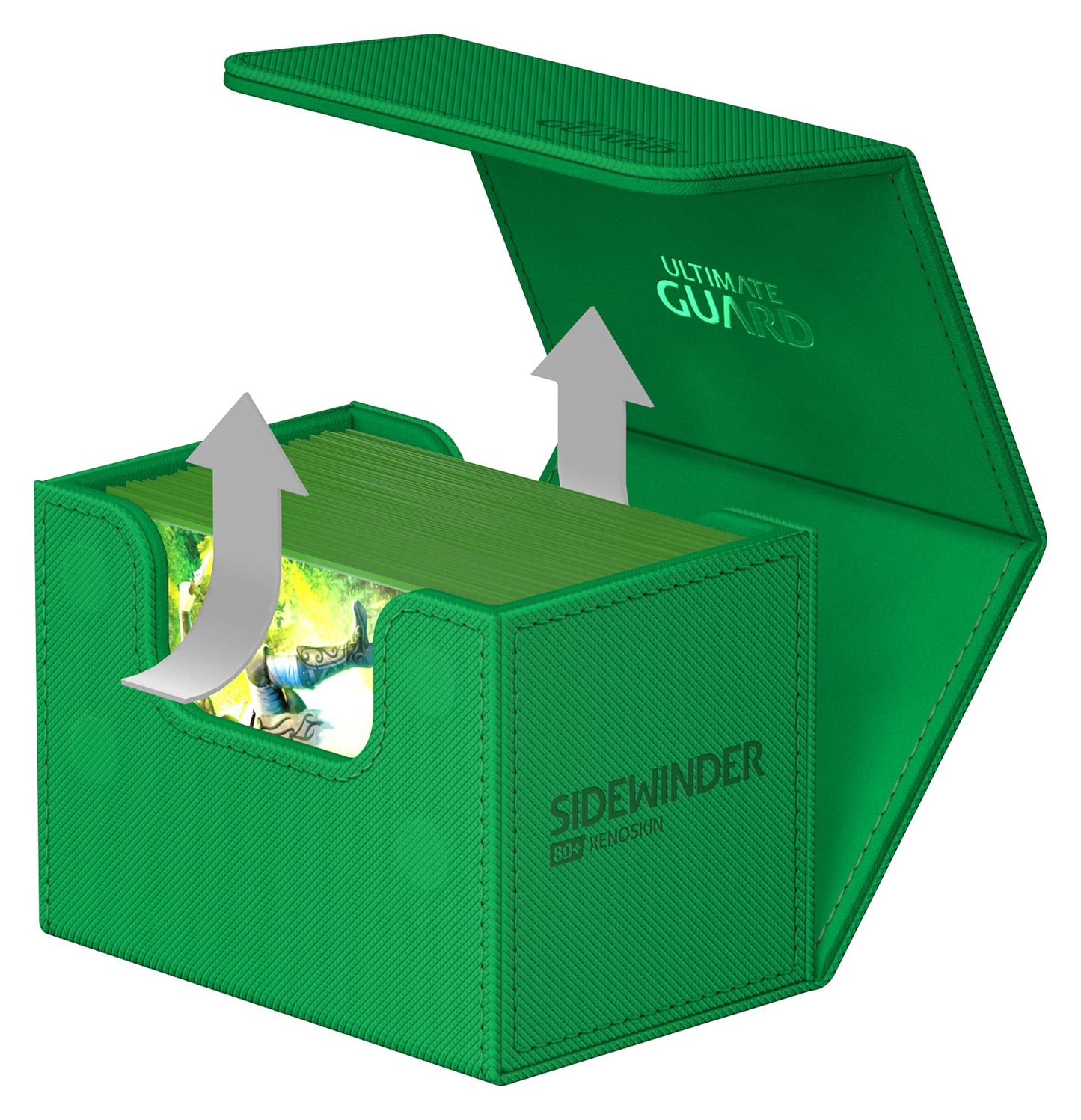 Ultimate Guard Sidewinder 80+ Deck Box – 80 Double-Sleeved Cards, Green