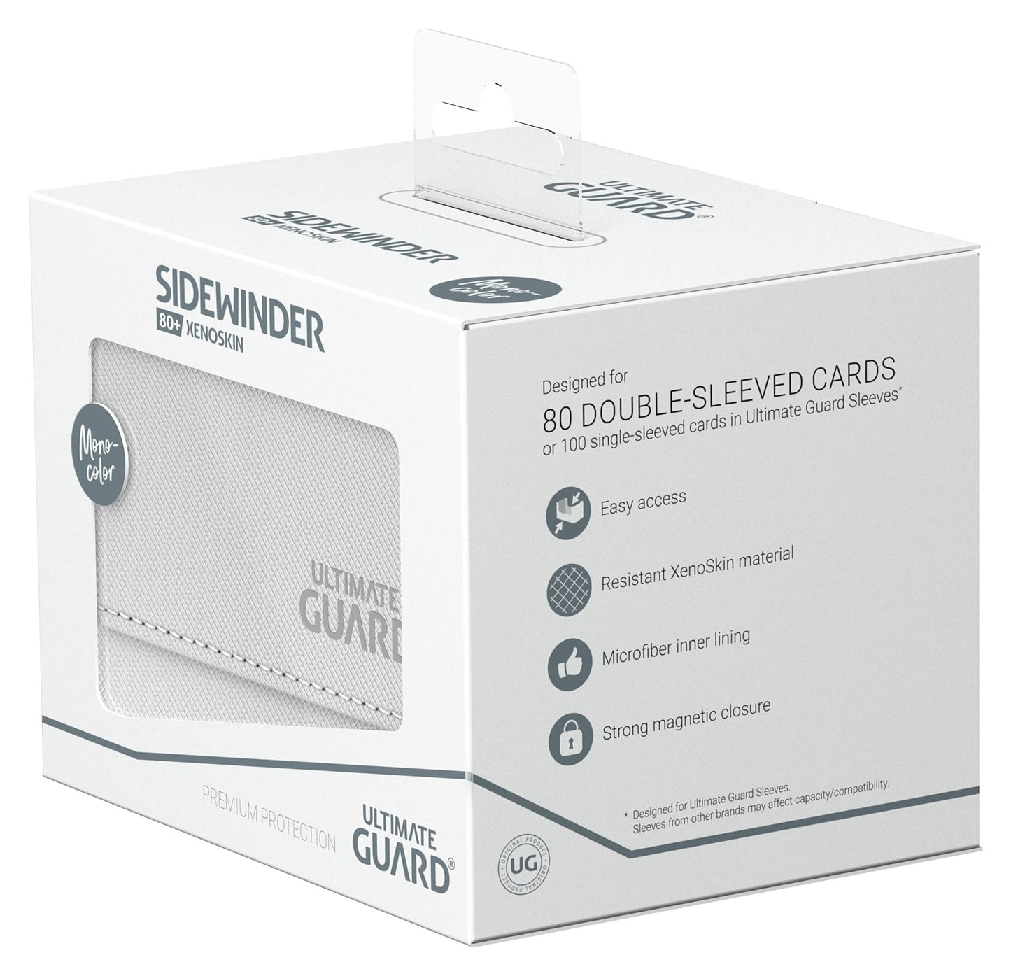 Ultimate Guard Sidewinder 80+ Deck Box – Magnetic Closure, White, Secure 80 Double-Sleeved Cards