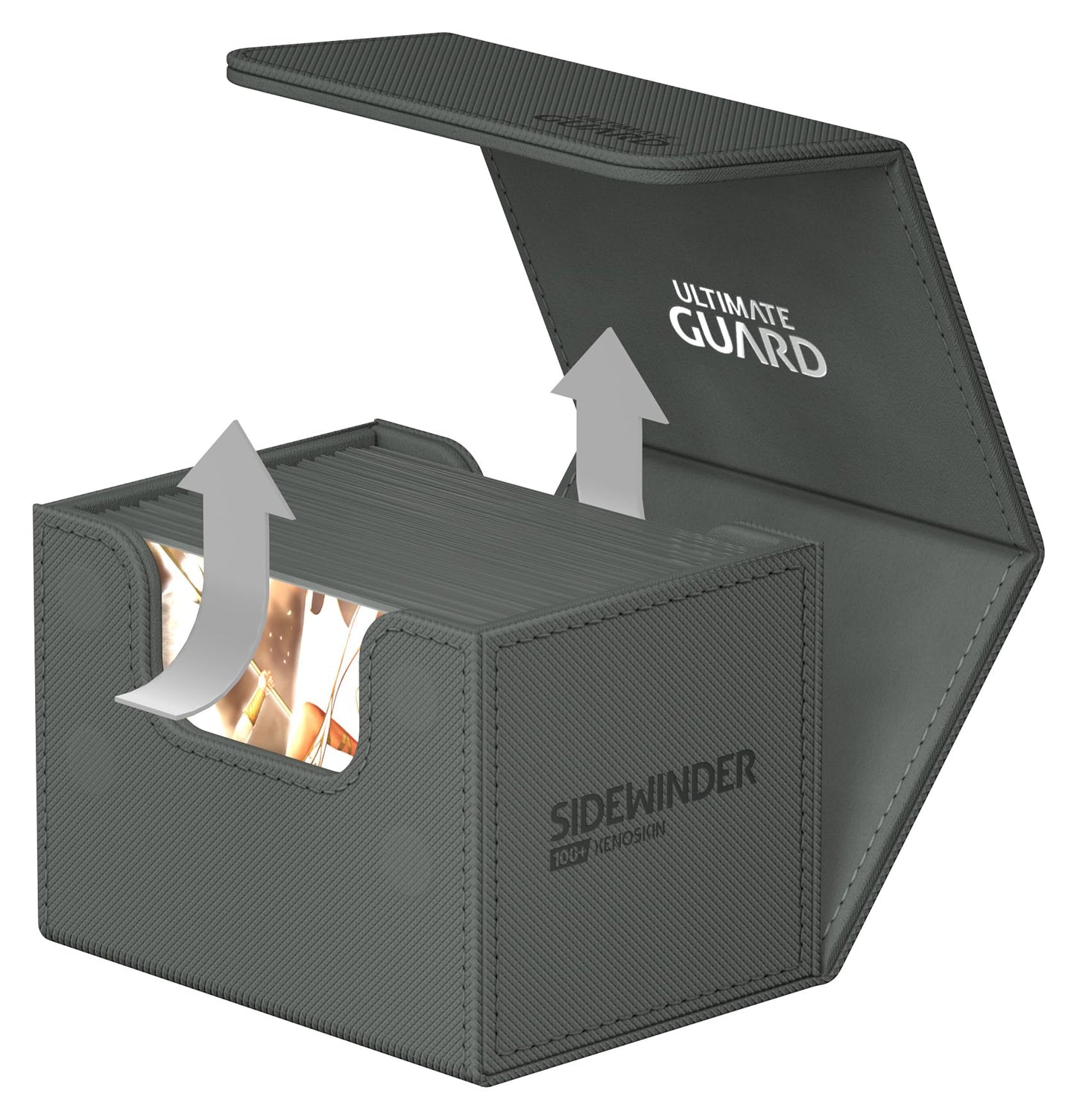 Ultimate Guard Sidewinder 100+ Deck Box – 100 Double-Sleeved Cards, Grey, Magnetic Closure