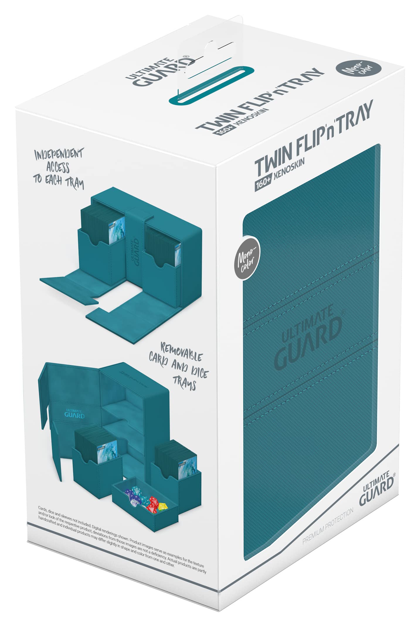 Ultimate Guard Twin Flip'n'Tray 160+ Deck Case – 160 Double-Sleeved Cards + Dice Tray, Petrol