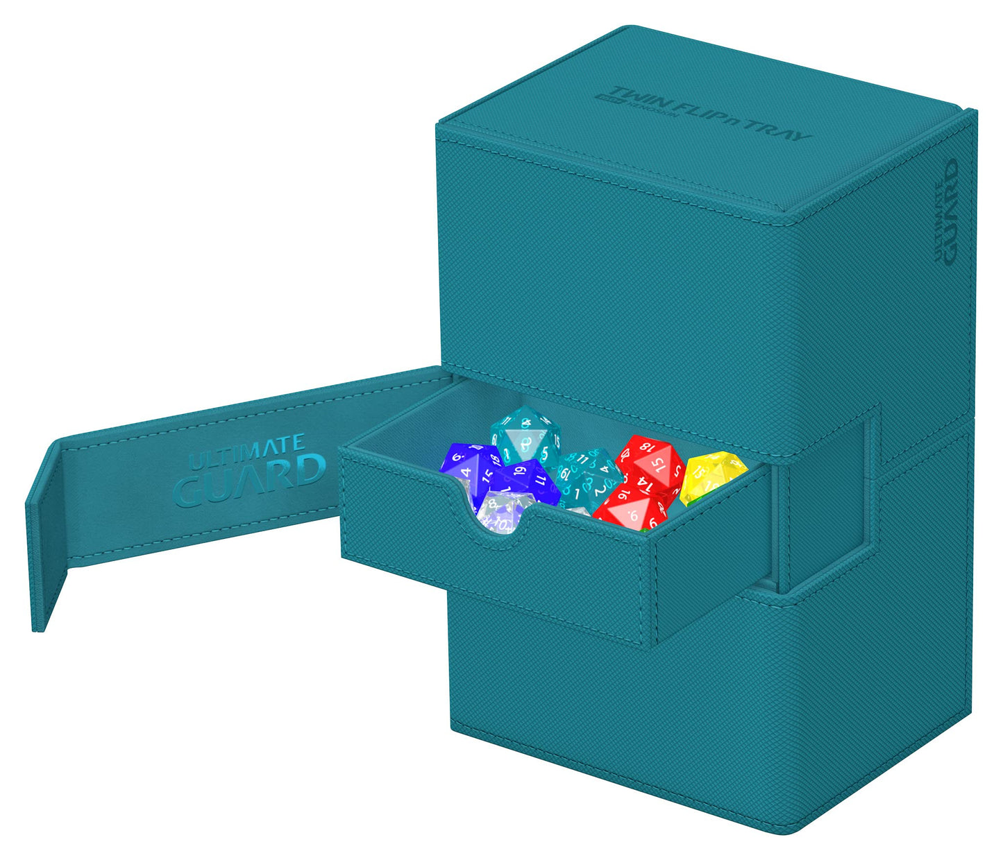 Ultimate Guard Twin Flip'n'Tray 160+ Deck Case – 160 Double-Sleeved Cards + Dice Tray, Petrol