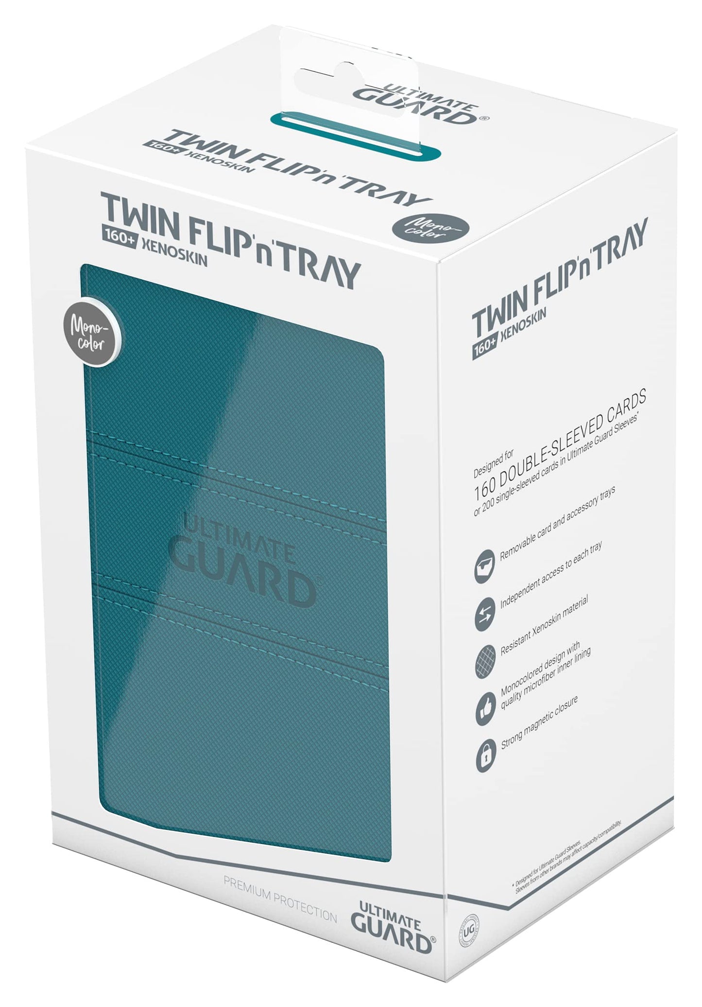 Ultimate Guard Twin Flip'n'Tray 160+ Deck Case – 160 Double-Sleeved Cards + Dice Tray, Petrol