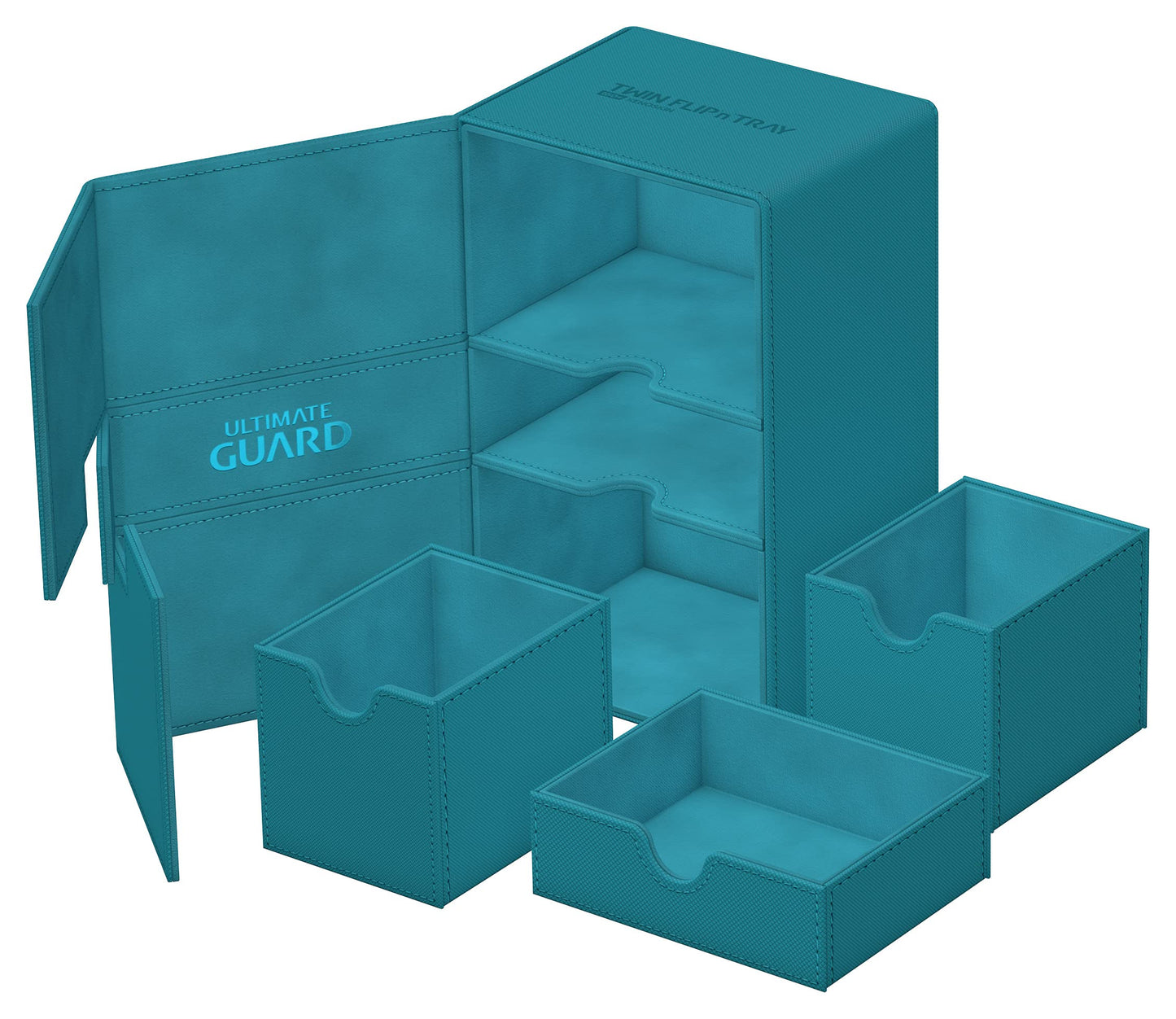 Ultimate Guard Twin Flip'n'Tray 160+ Deck Case – 160 Double-Sleeved Cards + Dice Tray, Petrol