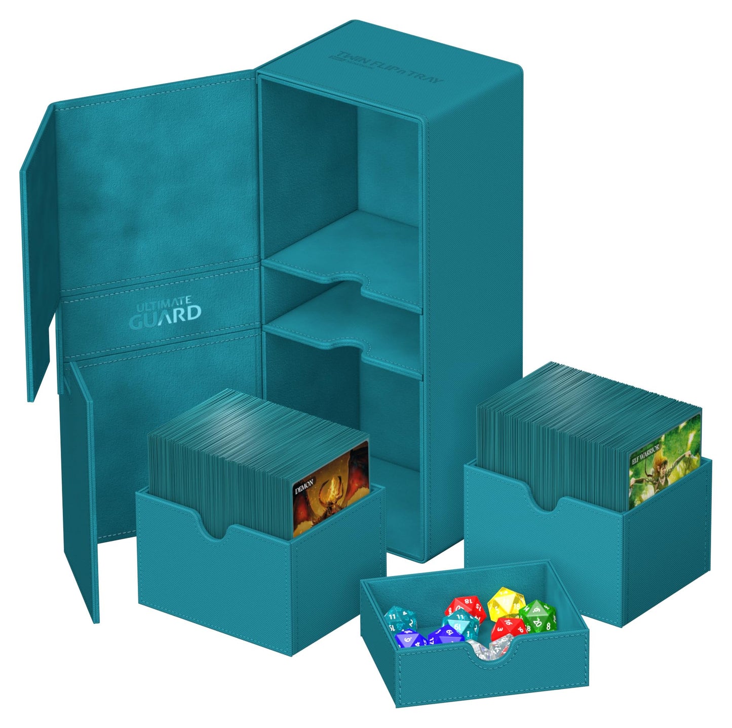 Ultimate Guard Twin Flip'n'Tray 266+ Petrol Deck Case | 266 Double-Sleeved Cards + Dice Tray