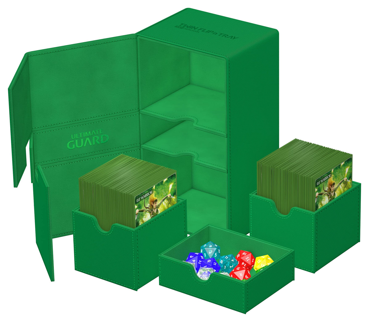 Ultimate Guard Twin Flip'n'Tray 200+ Deck Case – Green with Magnetic Closure