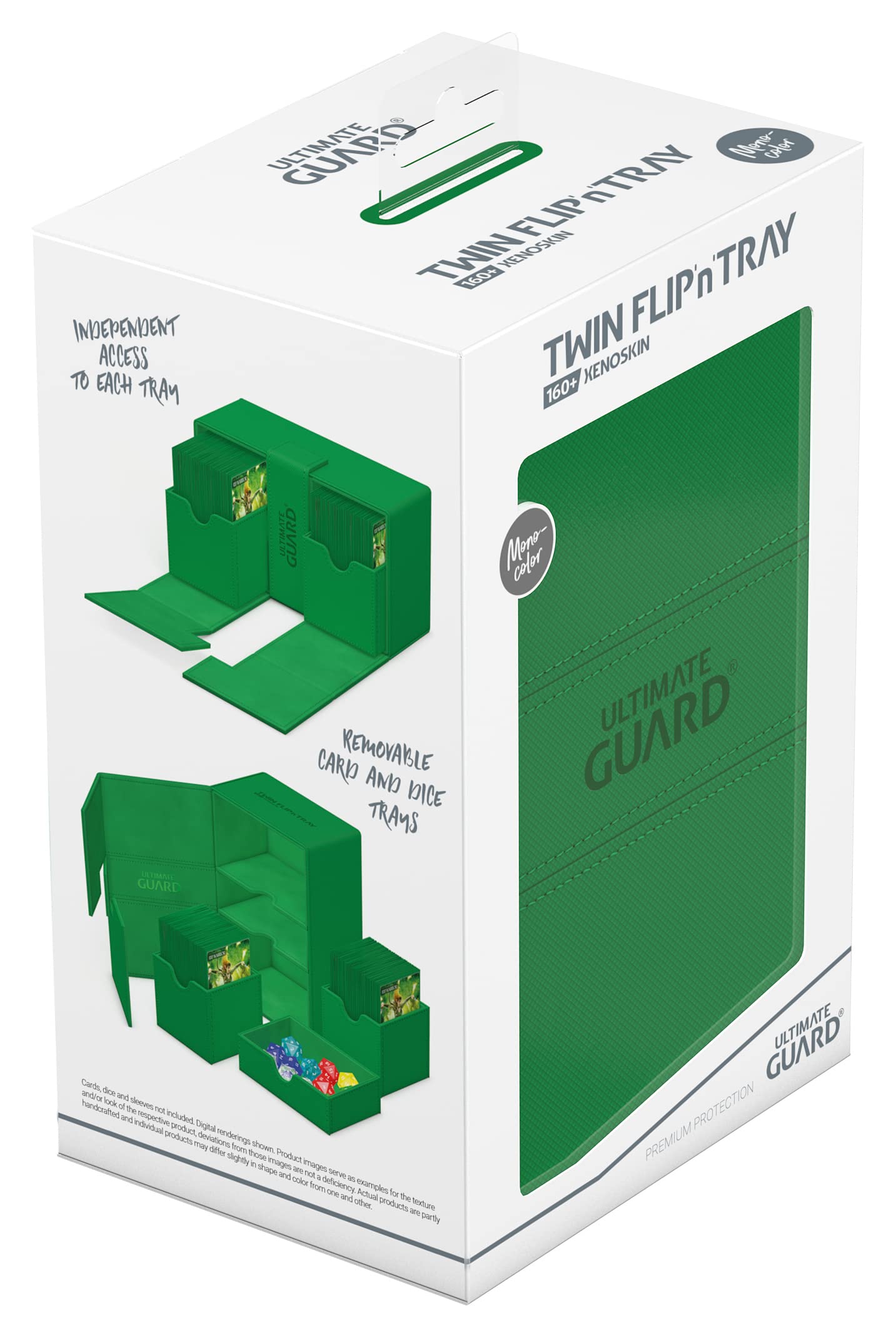 Ultimate Guard Twin Flip'n'Tray 160+ Deck Case with Dice Tray – Green, Independent Trays & Magnetic Closure