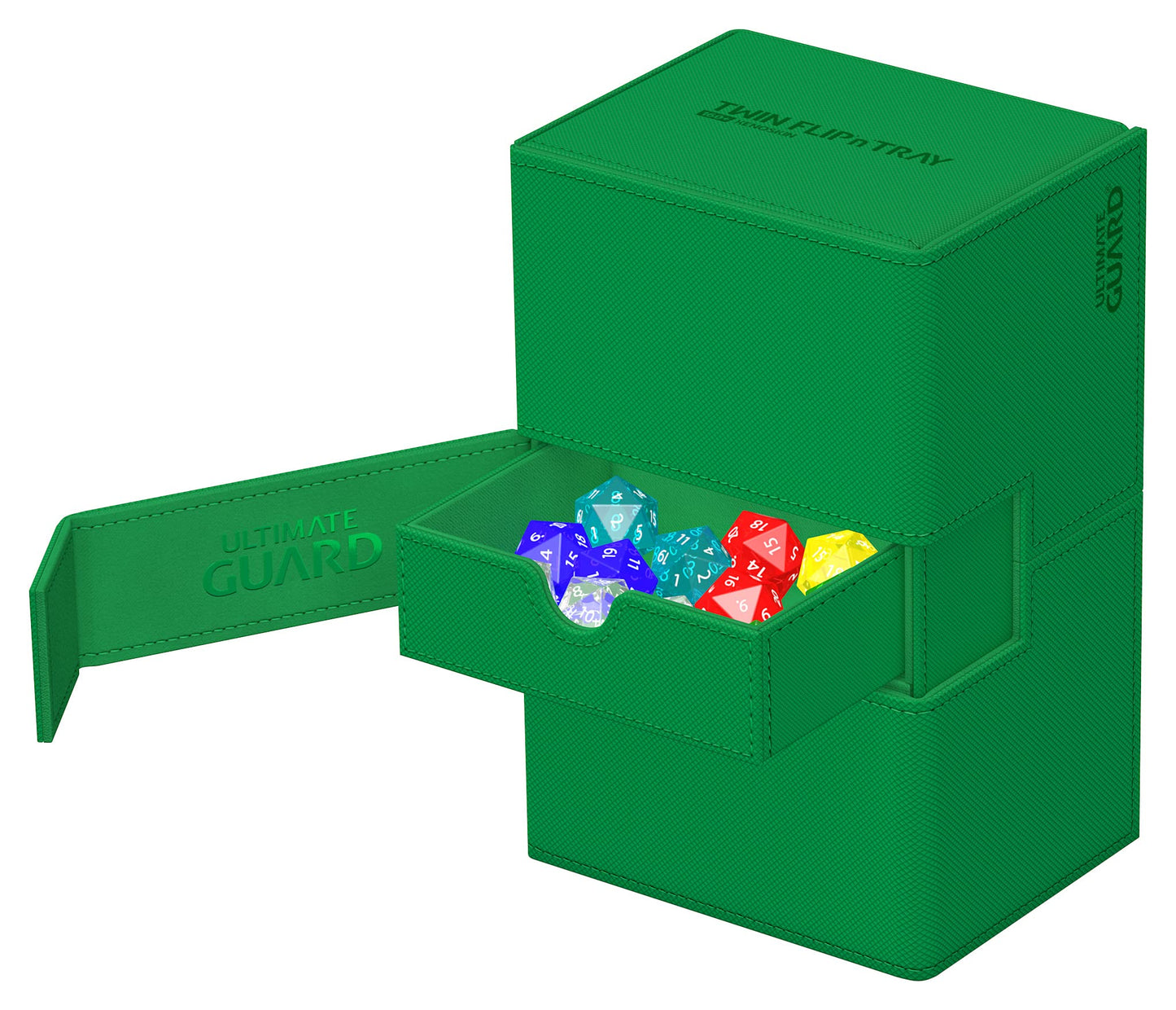Ultimate Guard Twin Flip'n'Tray 160+ Deck Case with Dice Tray – Green, Independent Trays & Magnetic Closure