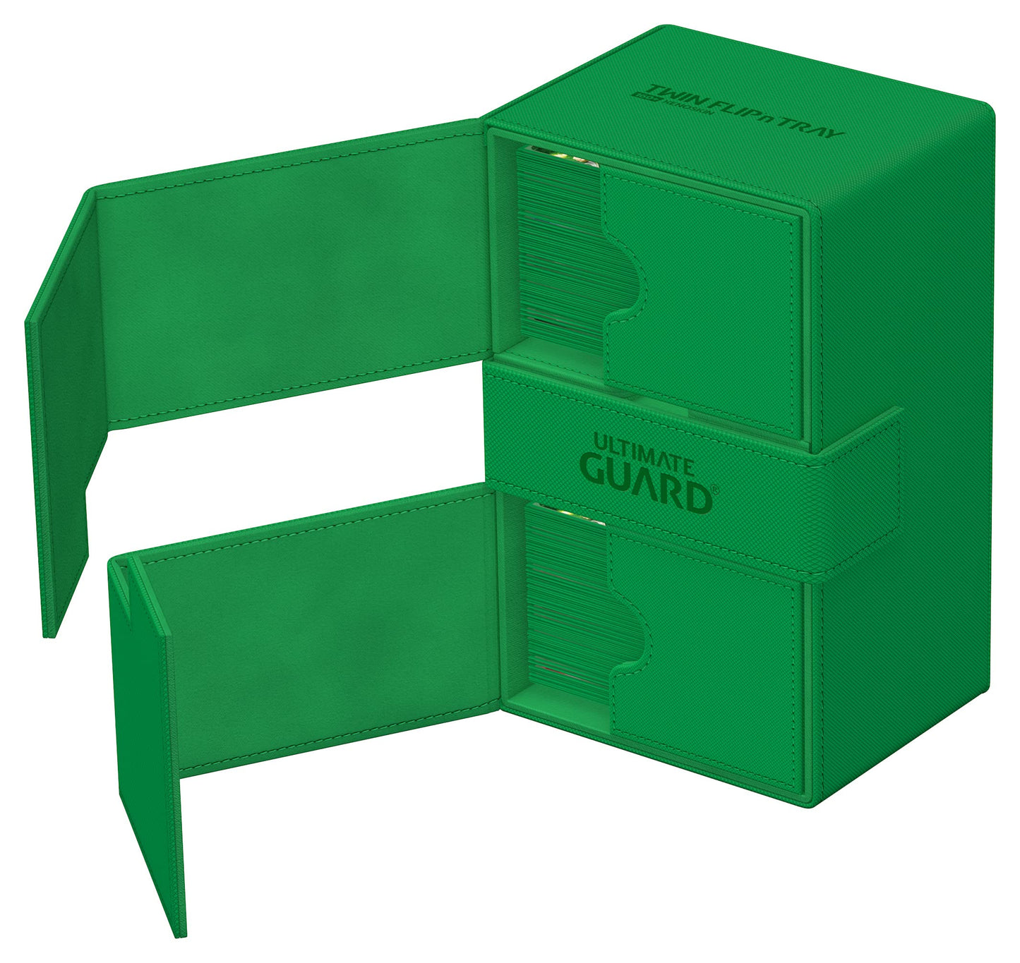 Ultimate Guard Twin Flip'n'Tray 160+ Deck Case with Dice Tray – Green, Independent Trays & Magnetic Closure