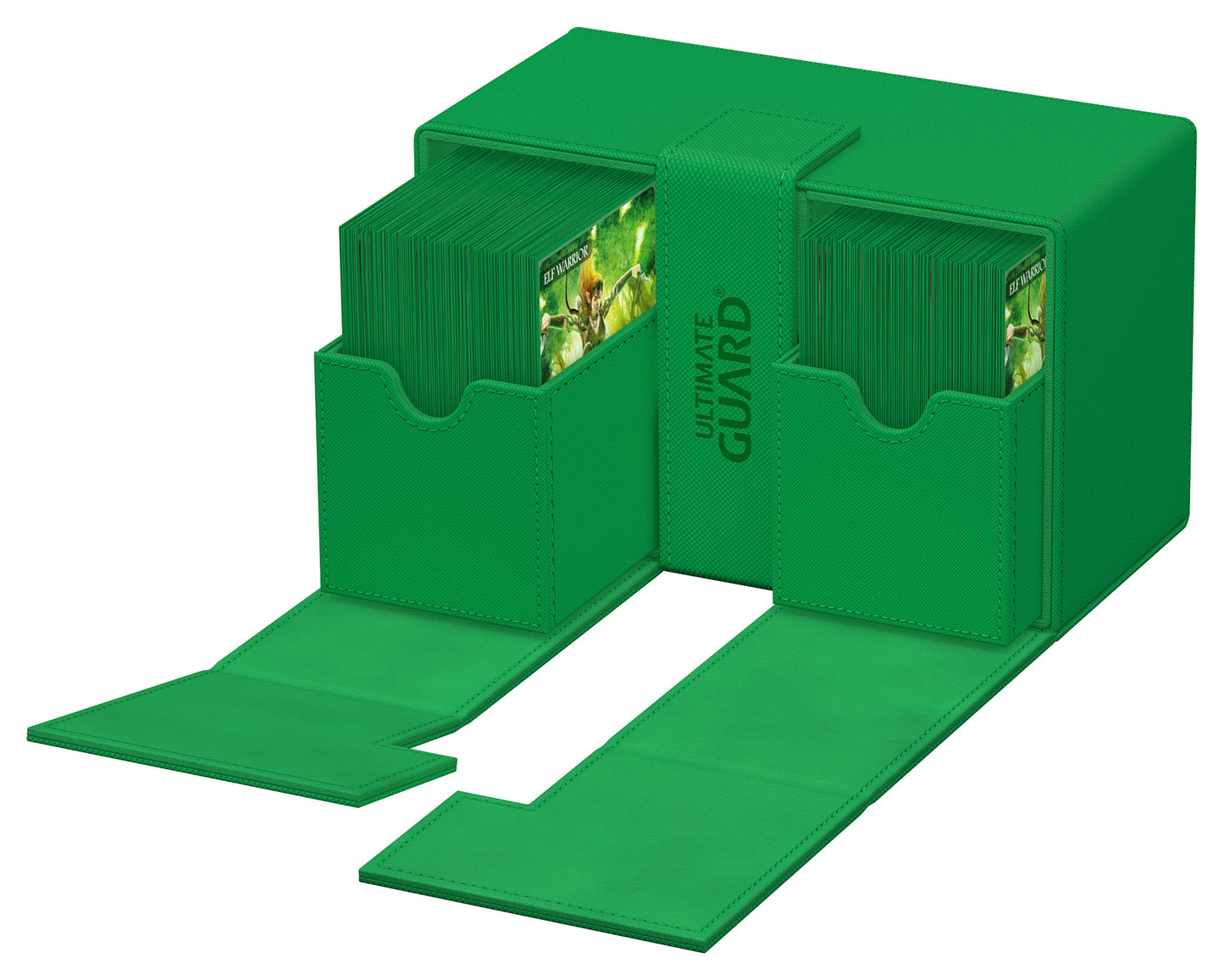 Ultimate Guard Twin Flip'n'Tray 160+ Deck Case with Dice Tray – Green, Independent Trays & Magnetic Closure