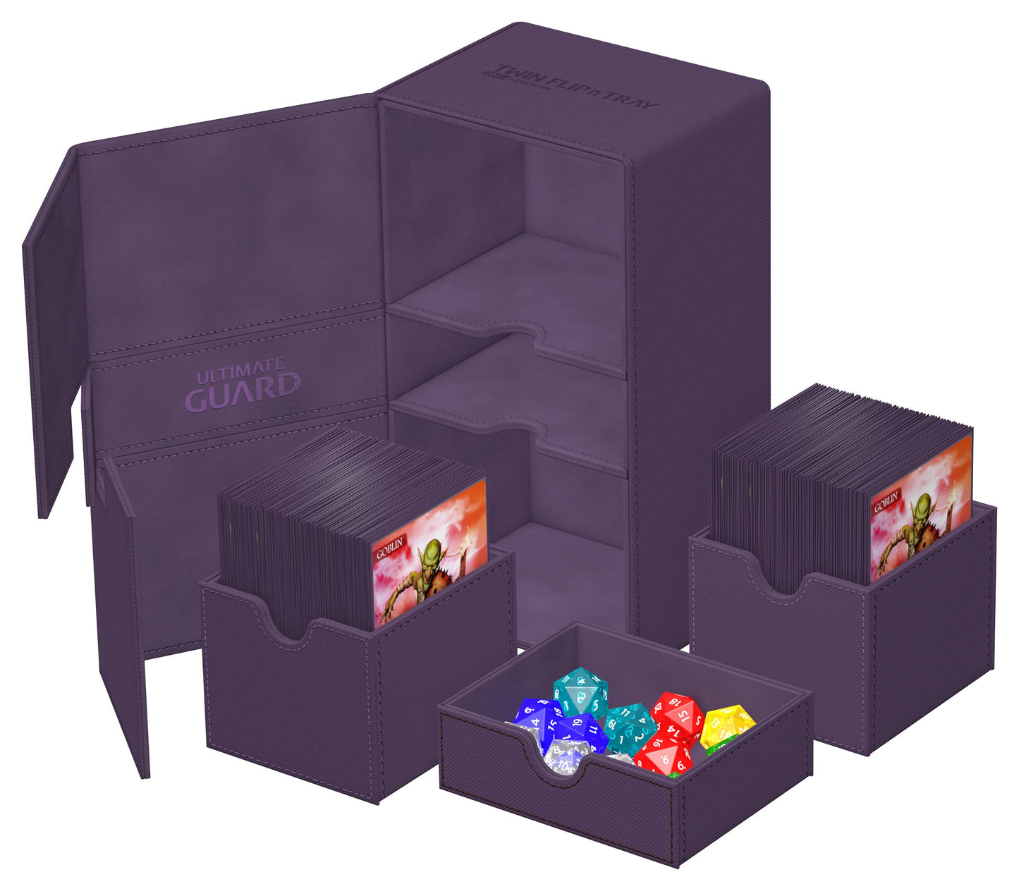 Ultimate Guard Twin Flip'n'Tray 200+ Purple Deck Case – Independent Access & Dice Tray