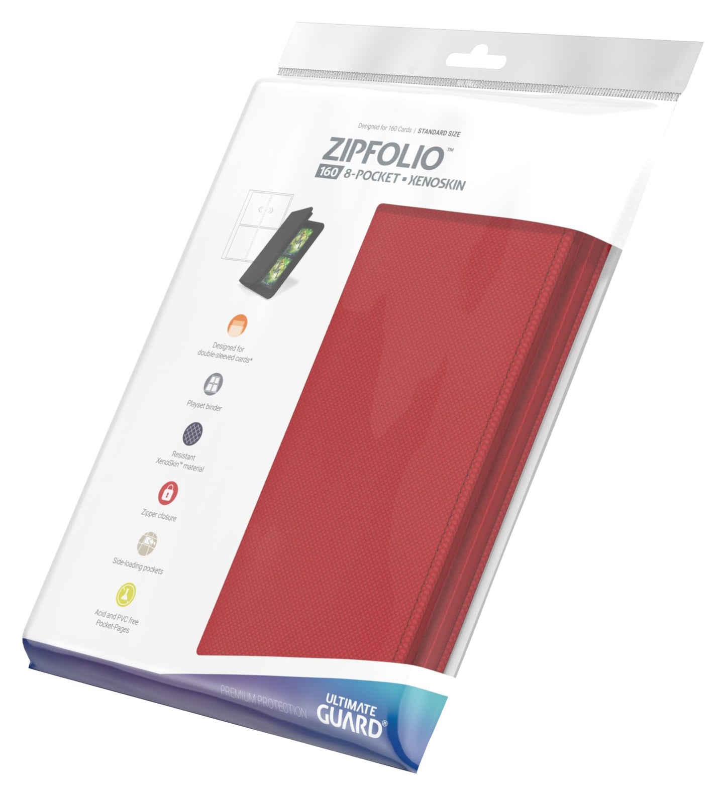 Ultimate Guard Zipfolio 160 – 8 Pocket Xenoskin Red | Premium Card Portfolio