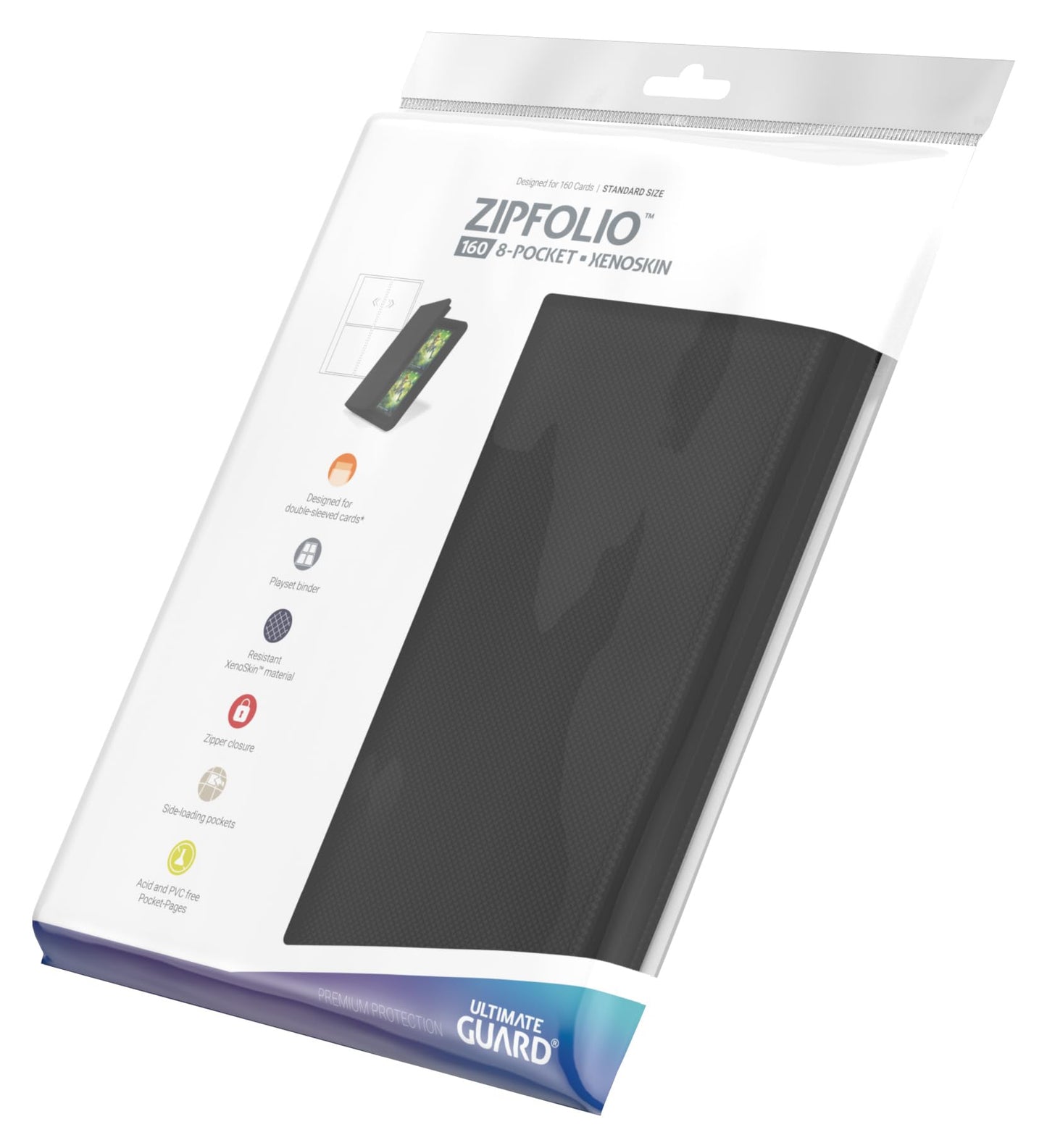 Ultimate Guard Zipfolio 160 – 8 Pocket XenoSkin Black | Card Organizer for Travel & Tournaments