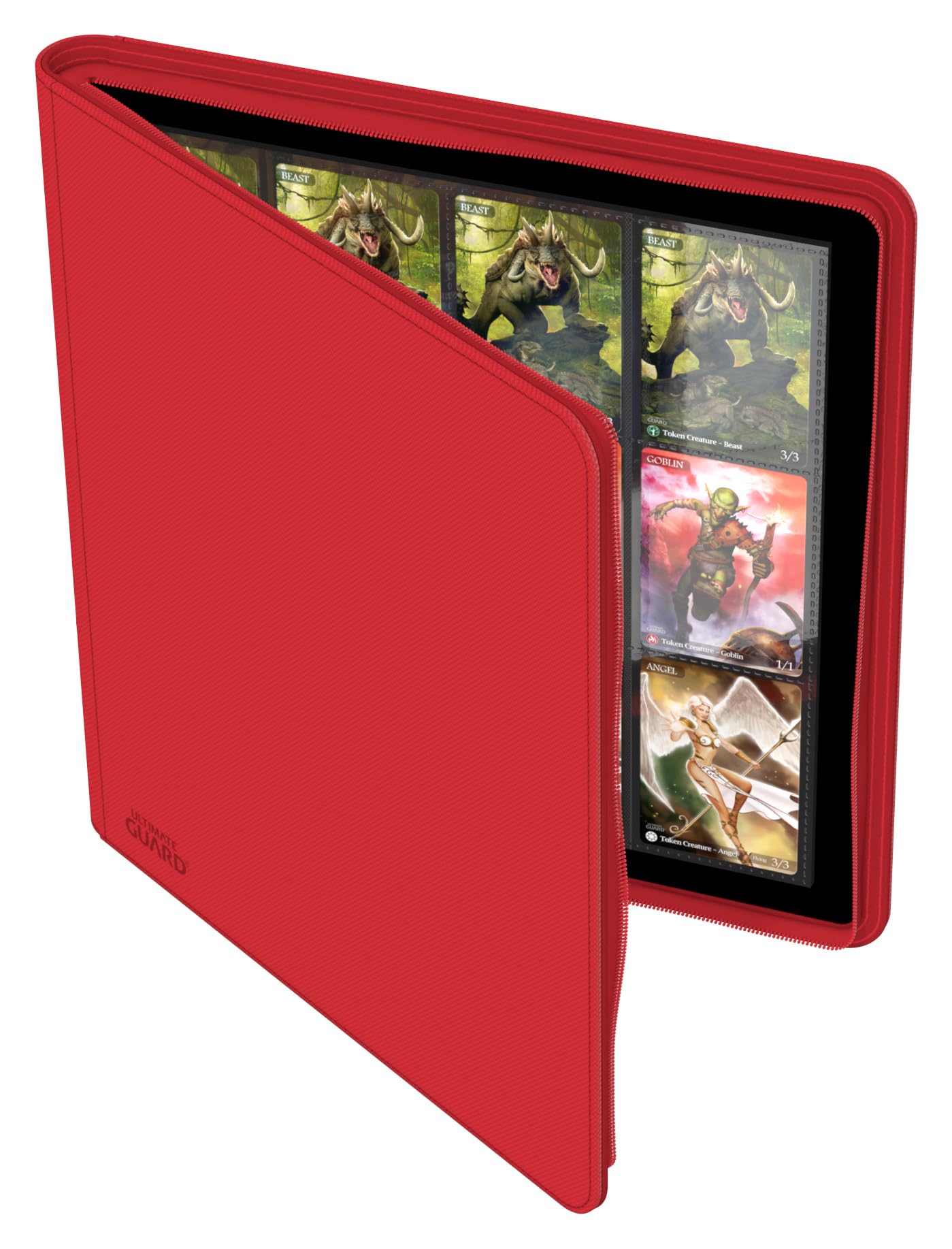 Ultimate Guard Zipfolio 480 – 24 Pocket XenoSkin Quadrow Red | Side-Loading Pockets & Zipper