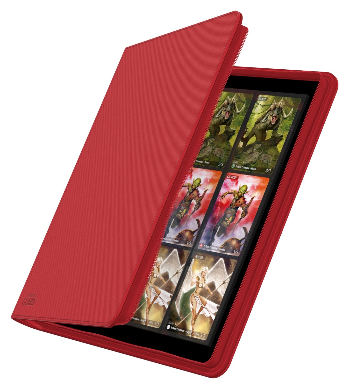 Ultimate Guard Zipfolio 480 – 24 Pocket XenoSkin Quadrow Red | Side-Loading Pockets & Zipper