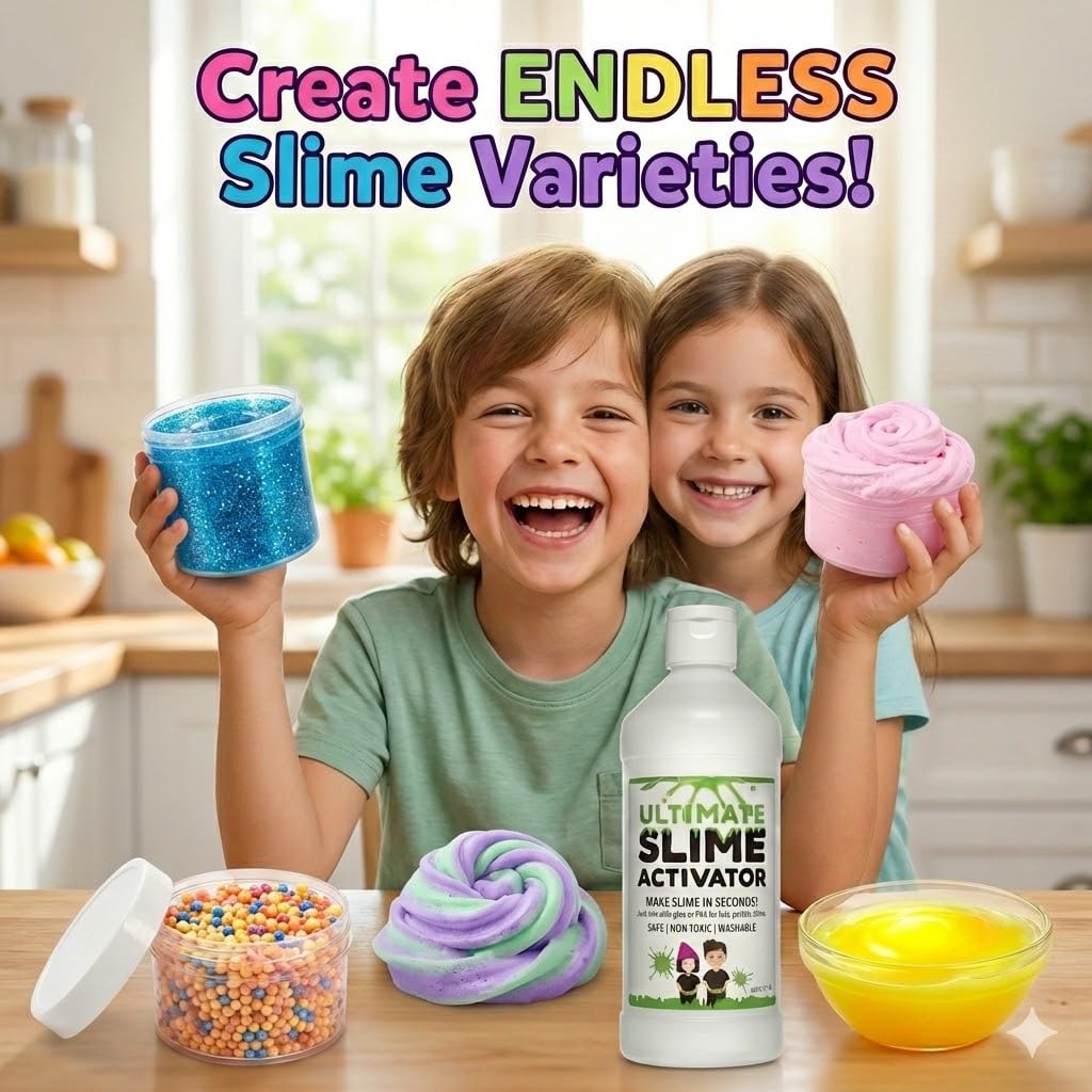 Ultimate Science Slime Activator 16oz - Easy, Washable Borax Solution for All Glues