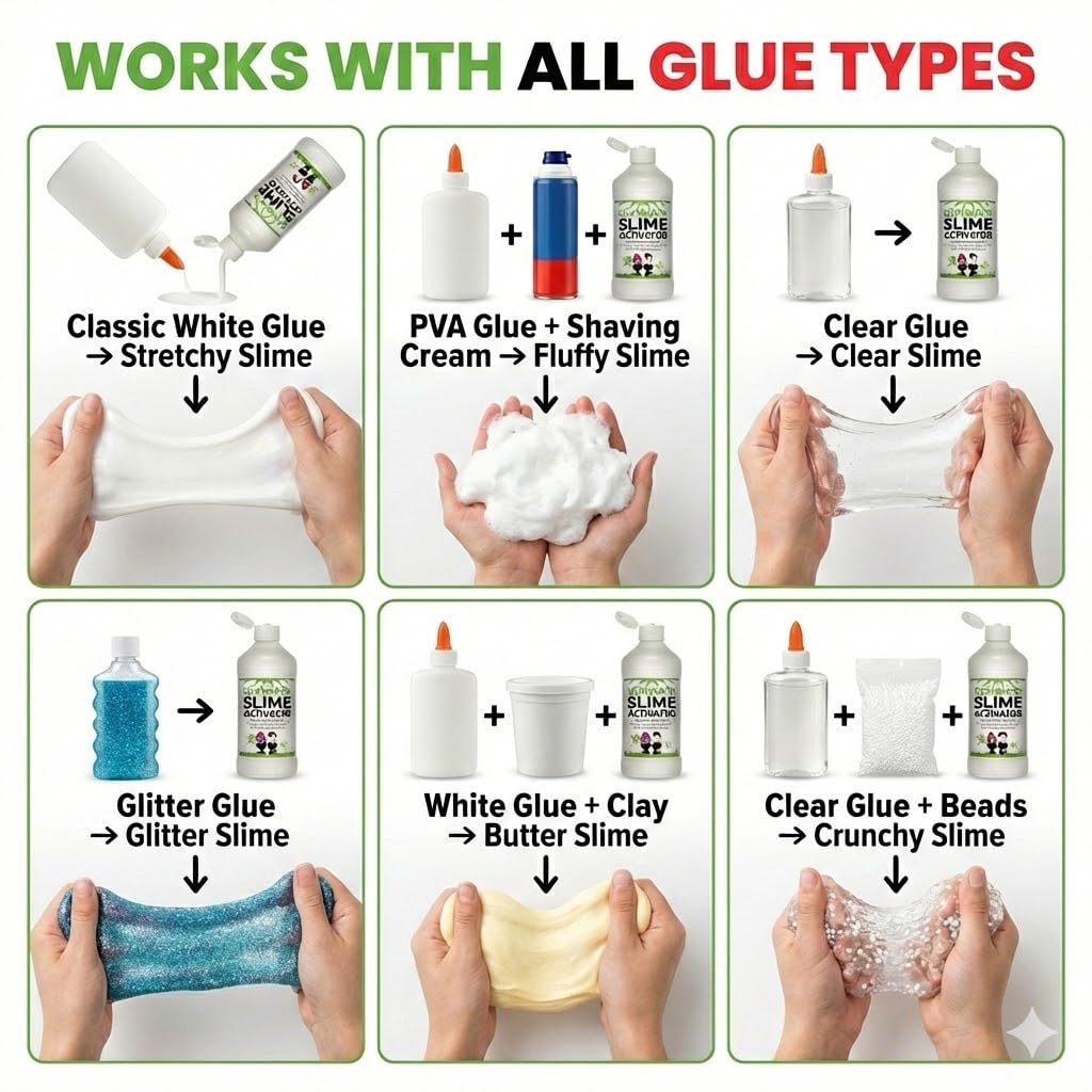 Ultimate Science Slime Activator 16oz - Easy, Washable Borax Solution for All Glues