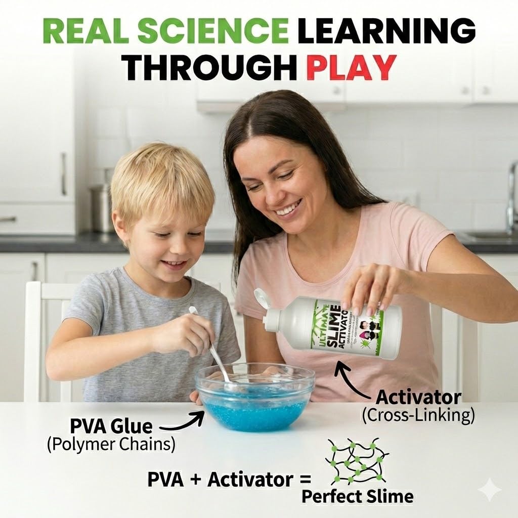 Ultimate Science Slime Activator 16oz - Easy, Washable Borax Solution for All Glues