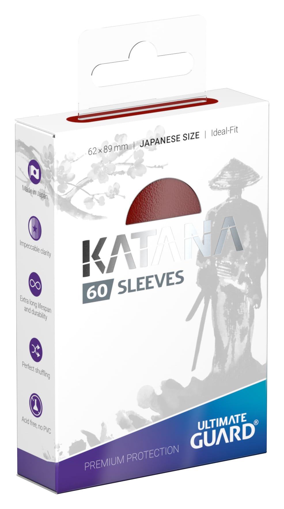 Ultimate Guard Katana Sleeves Japanese Size Red (60) – Acid-Free & Clear