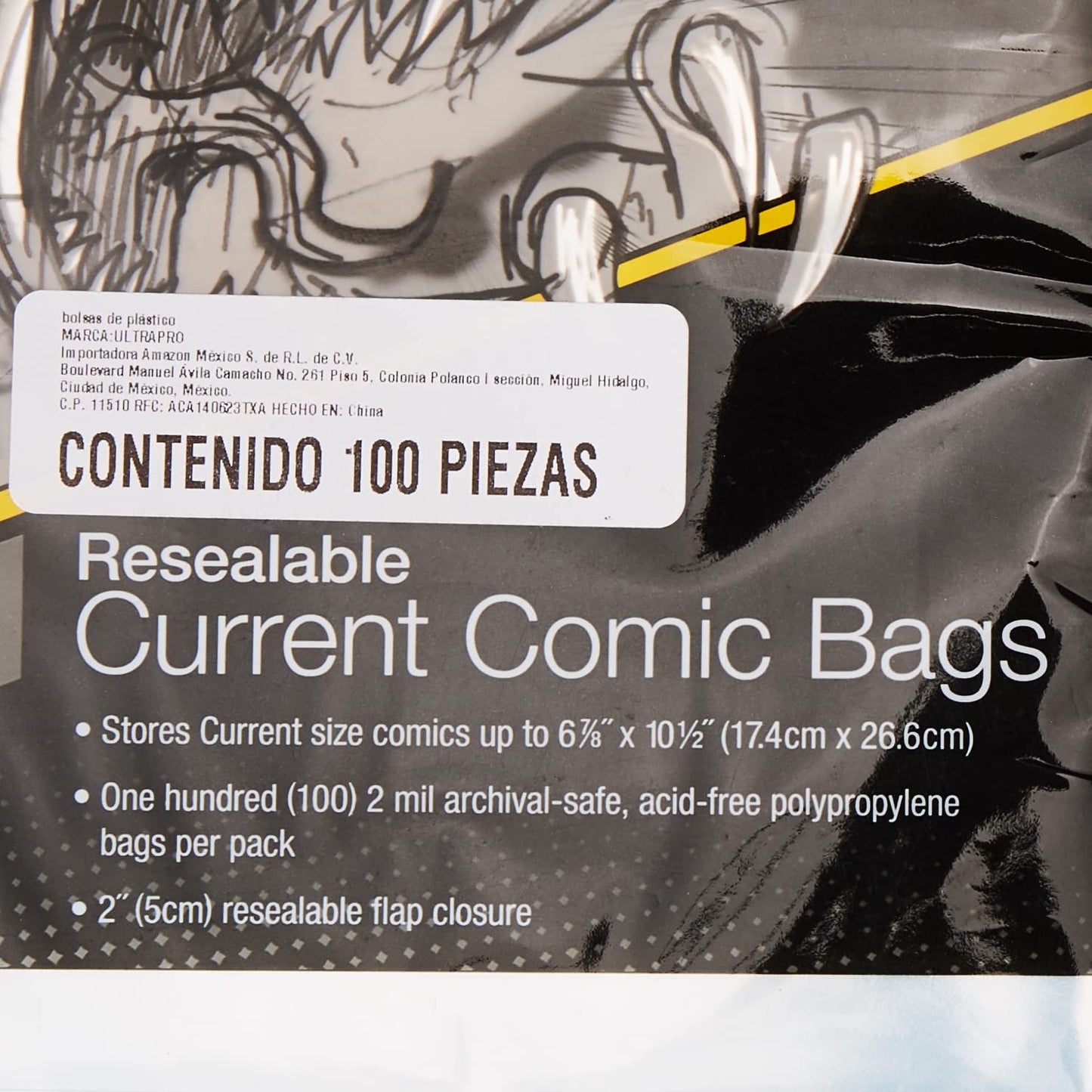 Ultra Pro Resealable Current Size Comic Bags – 2-Mil Polypropylene, 6-7/8 x 10½ Inches, 100-Count