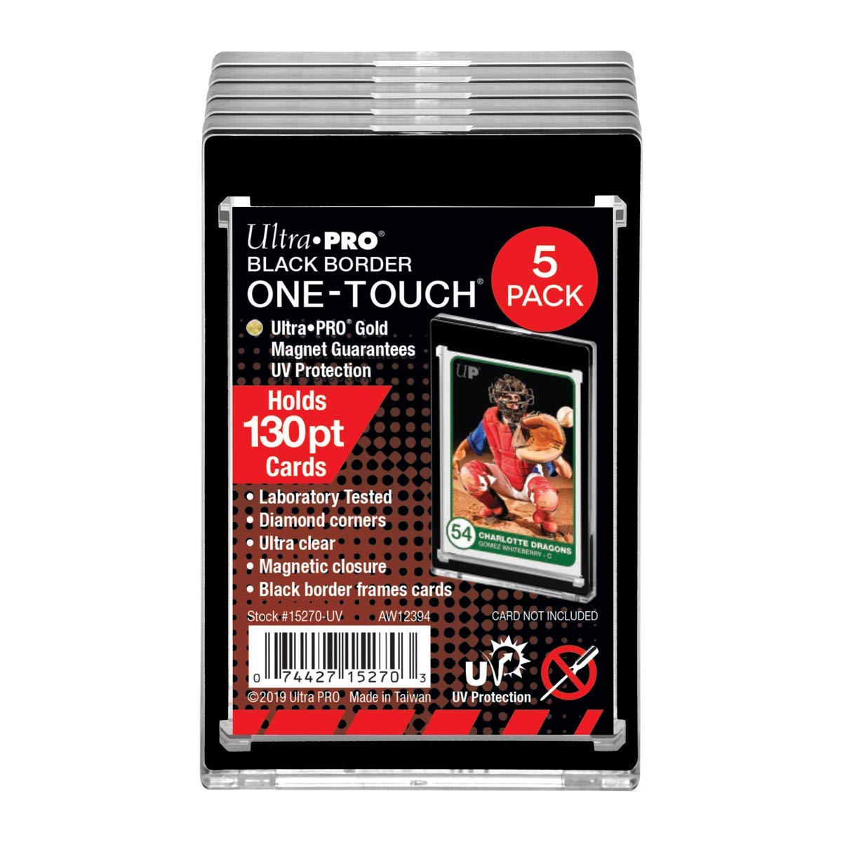 Ultra Pro 15270-130PT Black Border UV One-Touch Holder (5 Pack)
