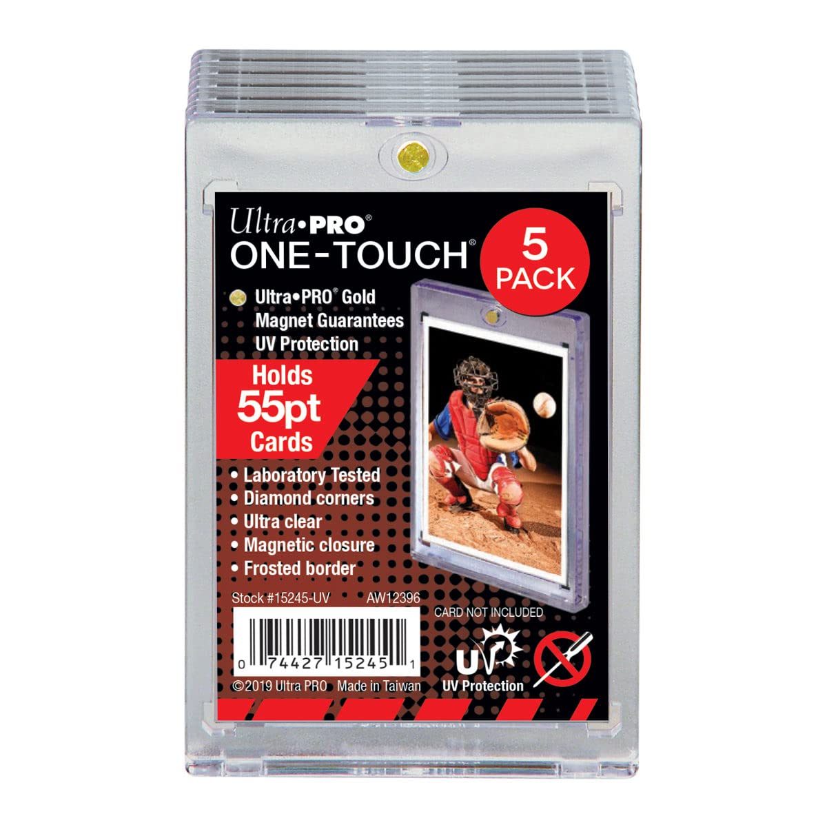 Ultra Pro 55pt UV One-Touch Magnetic Holder – Pack of 5 (2.5 x 3.5 in)